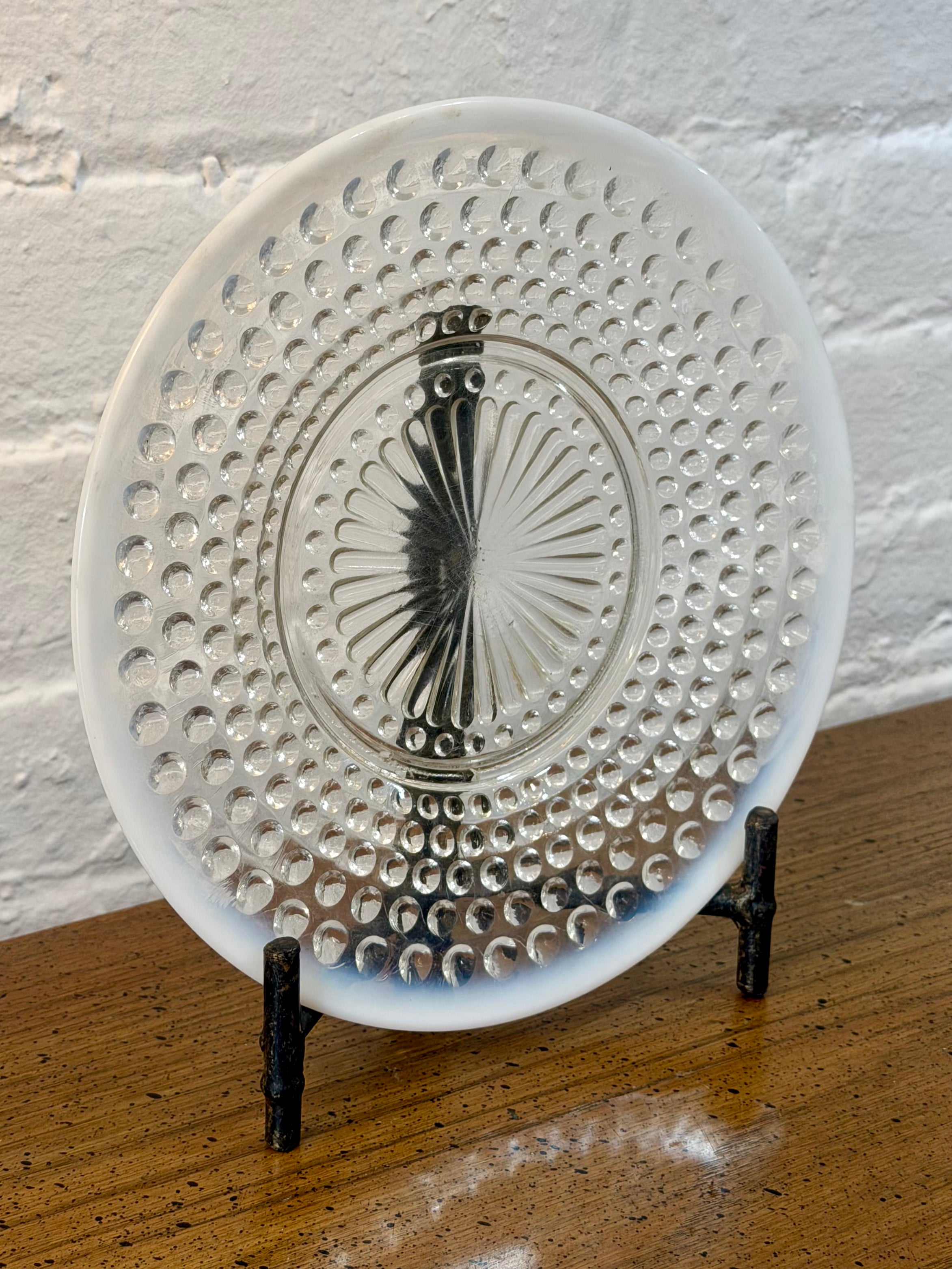 Moonstone Opalescent Hobnail Glass Plate