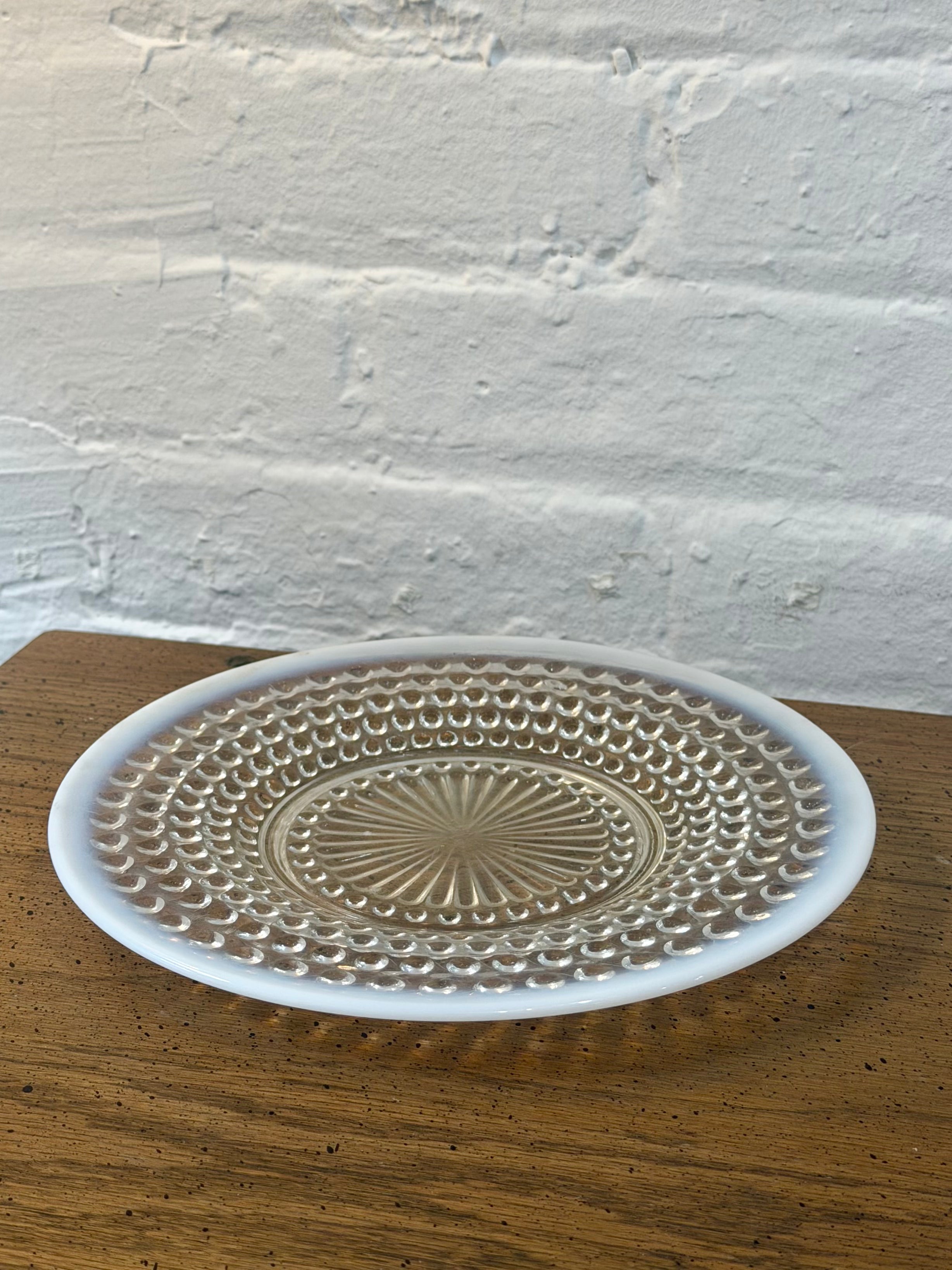 Moonstone Opalescent Hobnail Glass Plate