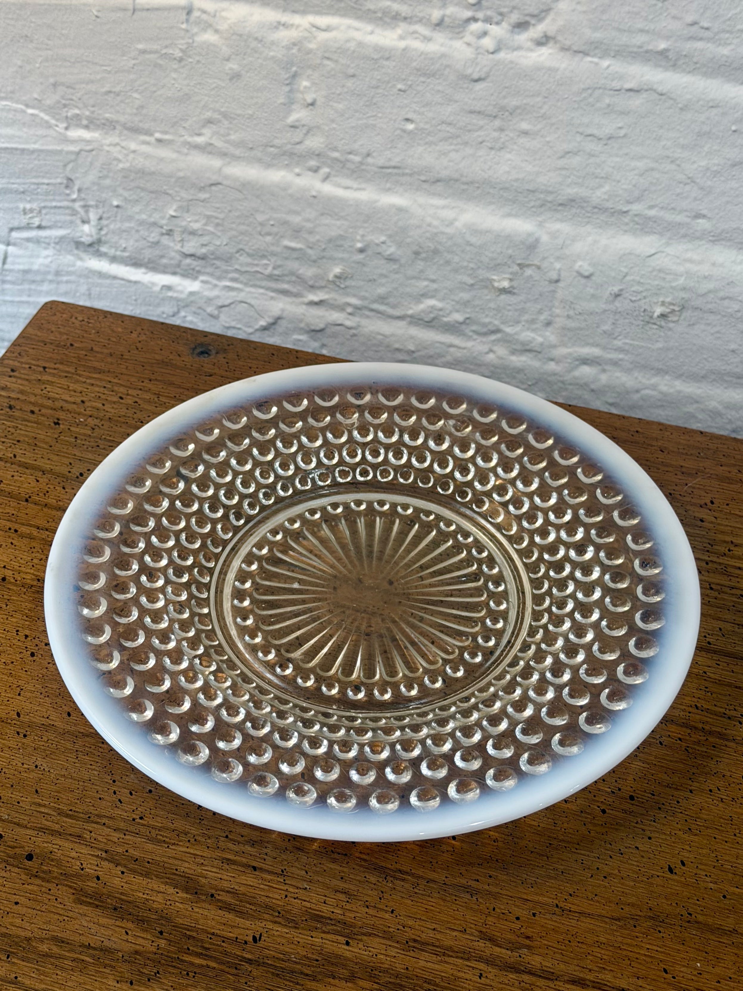 Moonstone Opalescent Hobnail Glass Plate