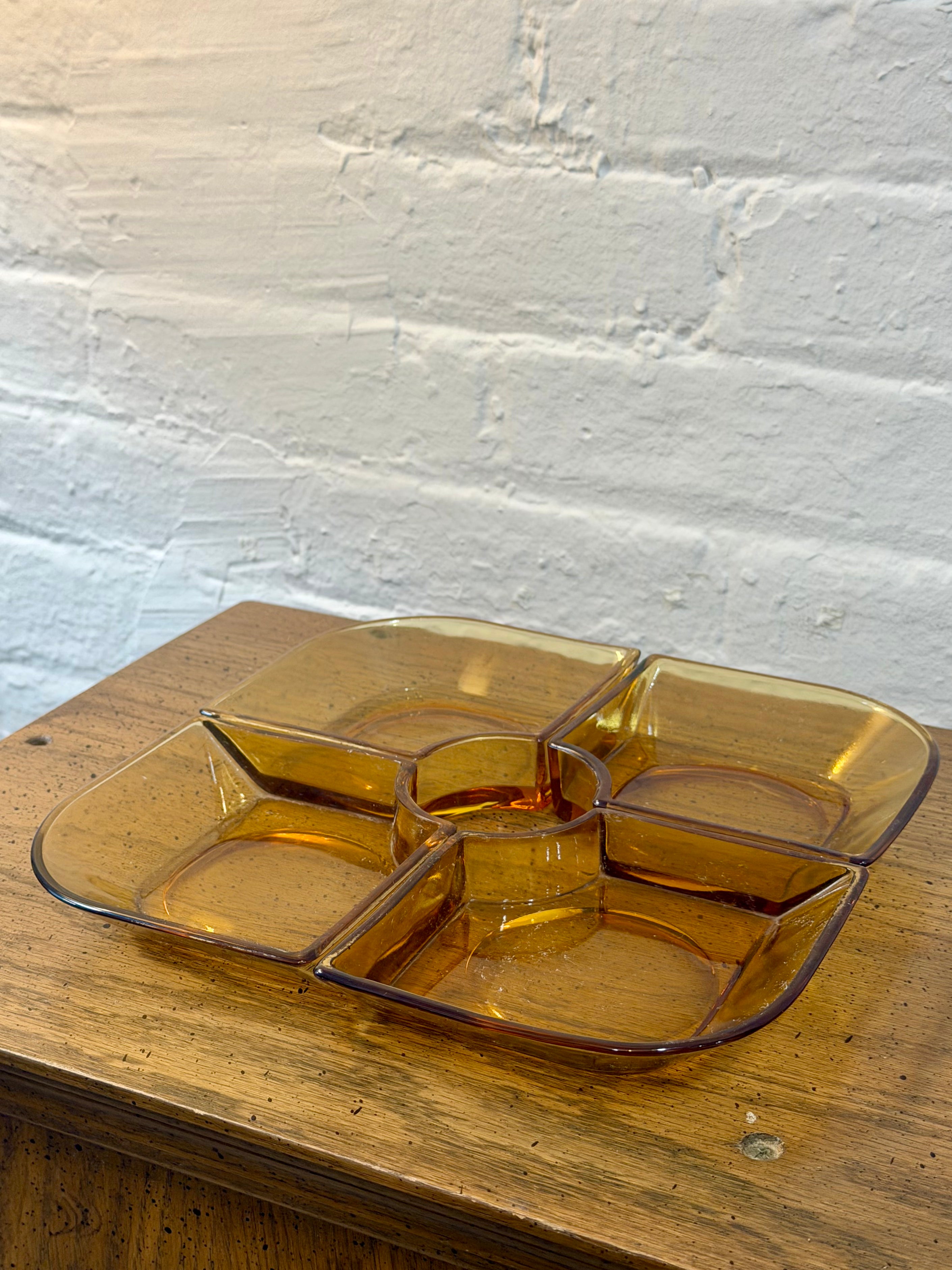 Amber Glass Snack Dish