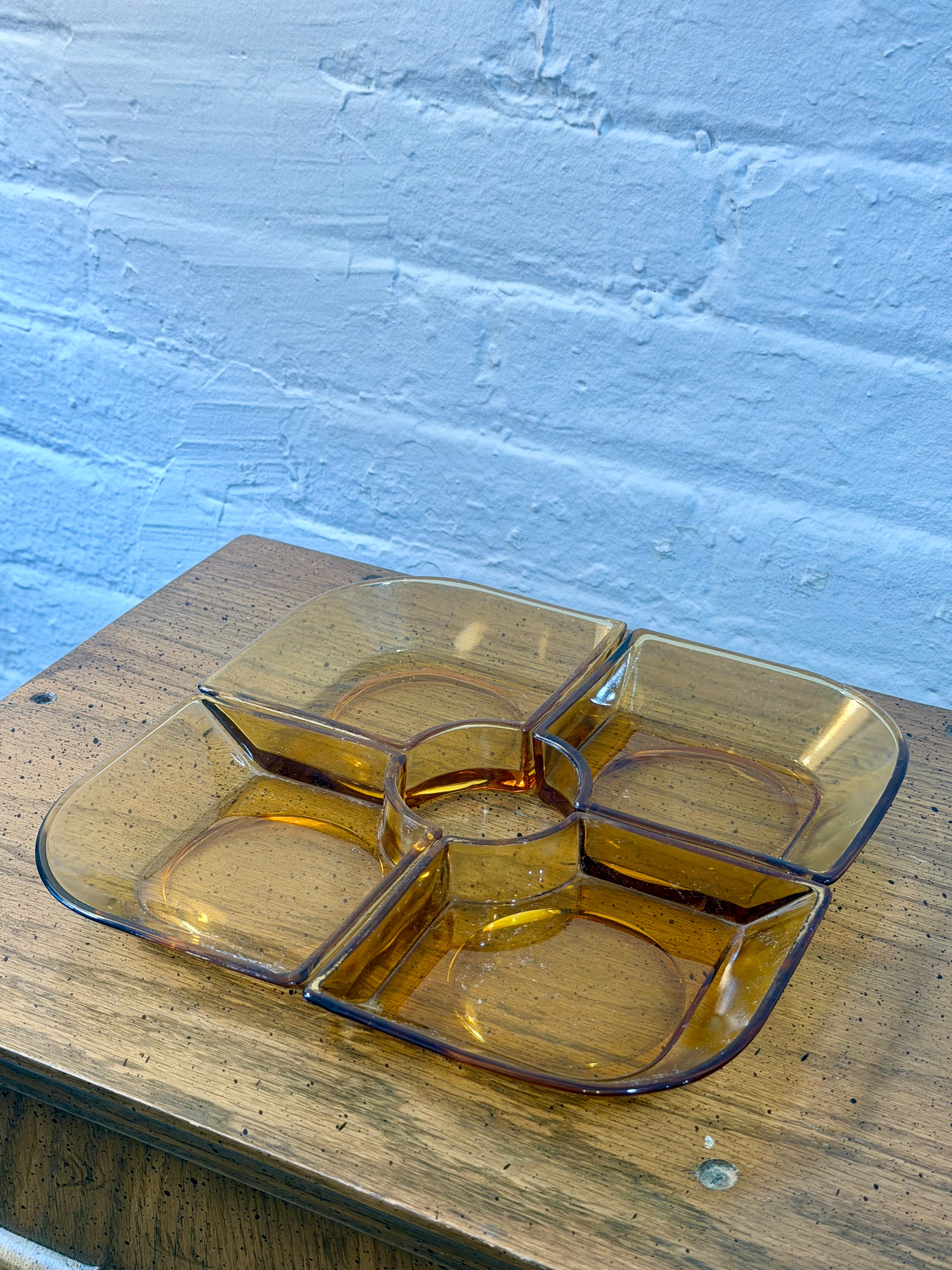 Amber Glass Snack Dish