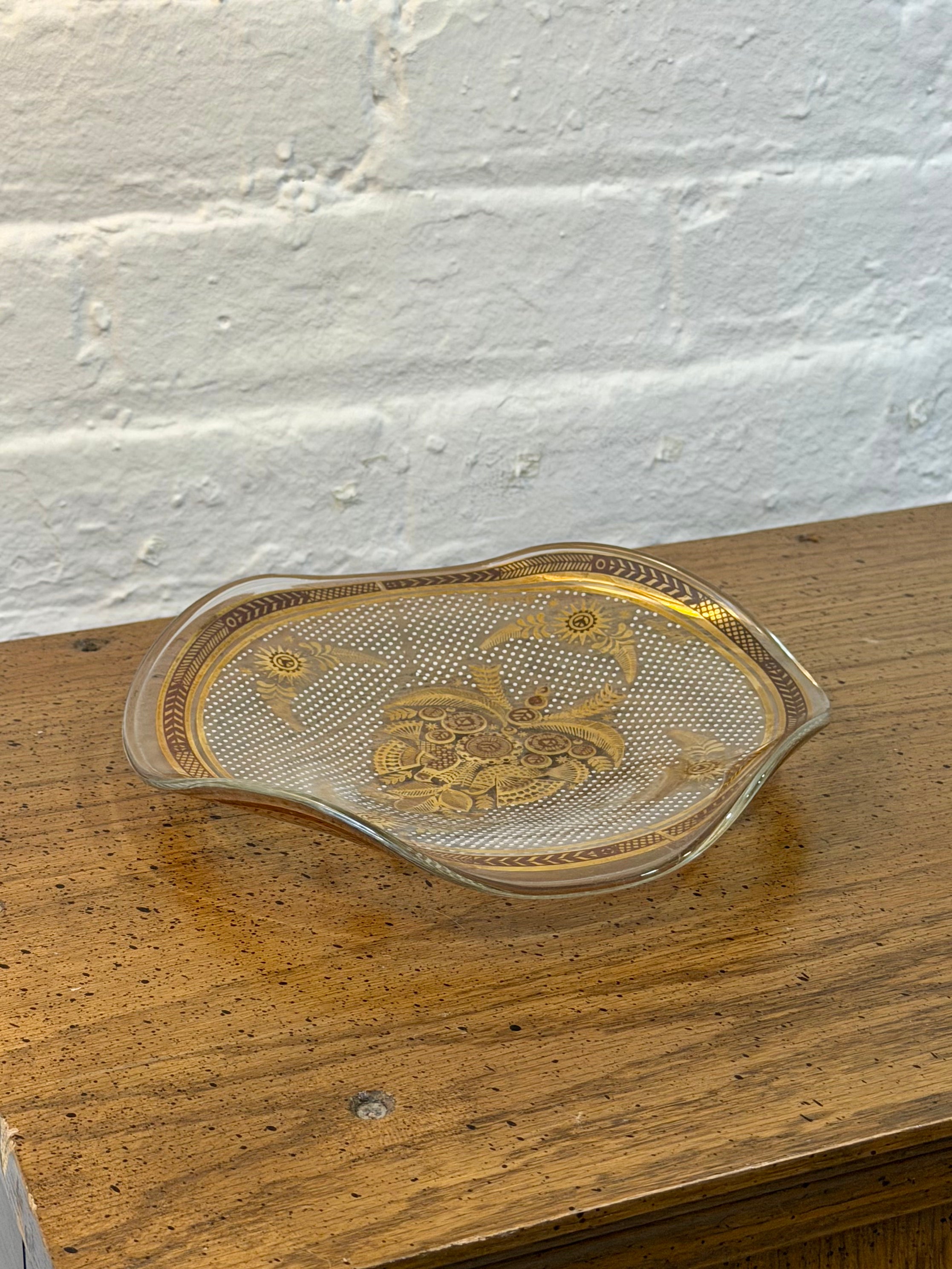 Mid Century Ruffle Rim Glass Dish