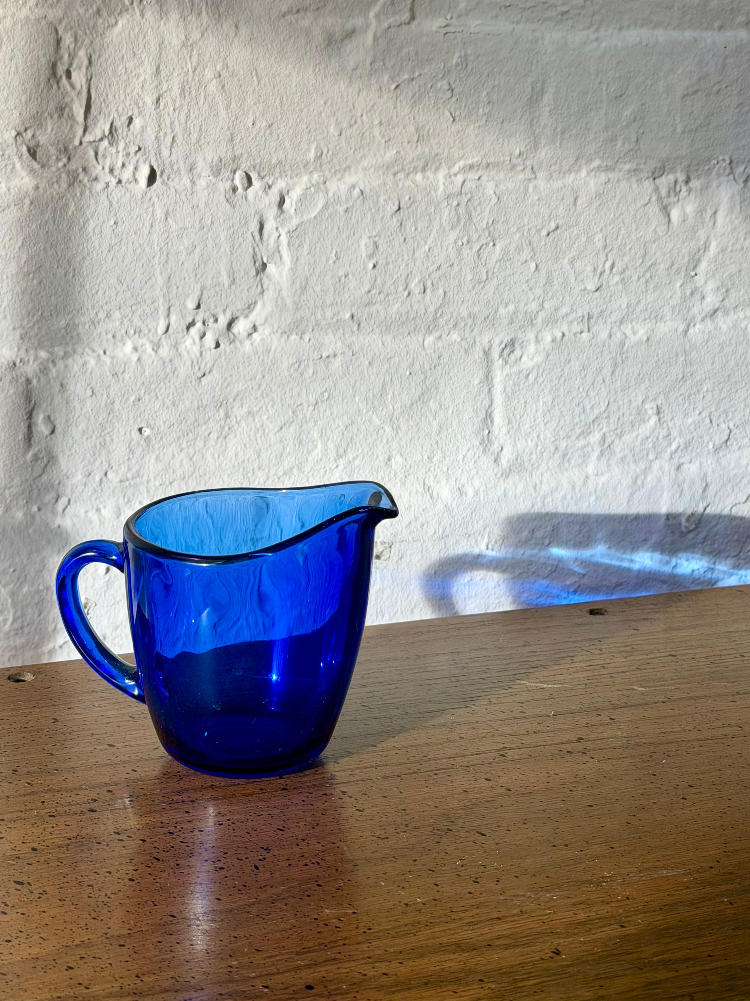 Cobalt Blue Glass Cream Pitcher