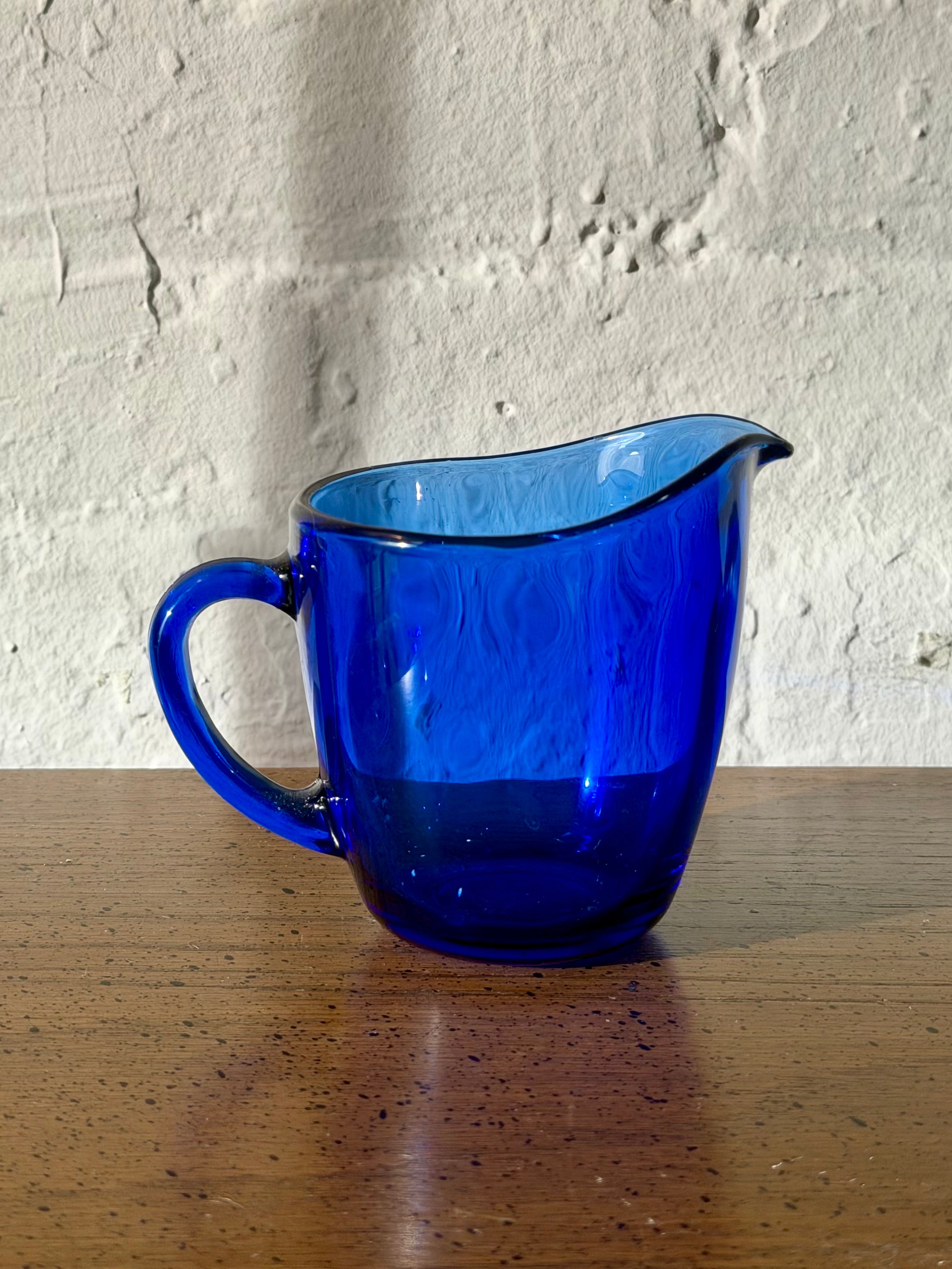 Cobalt Blue Glass Cream Pitcher