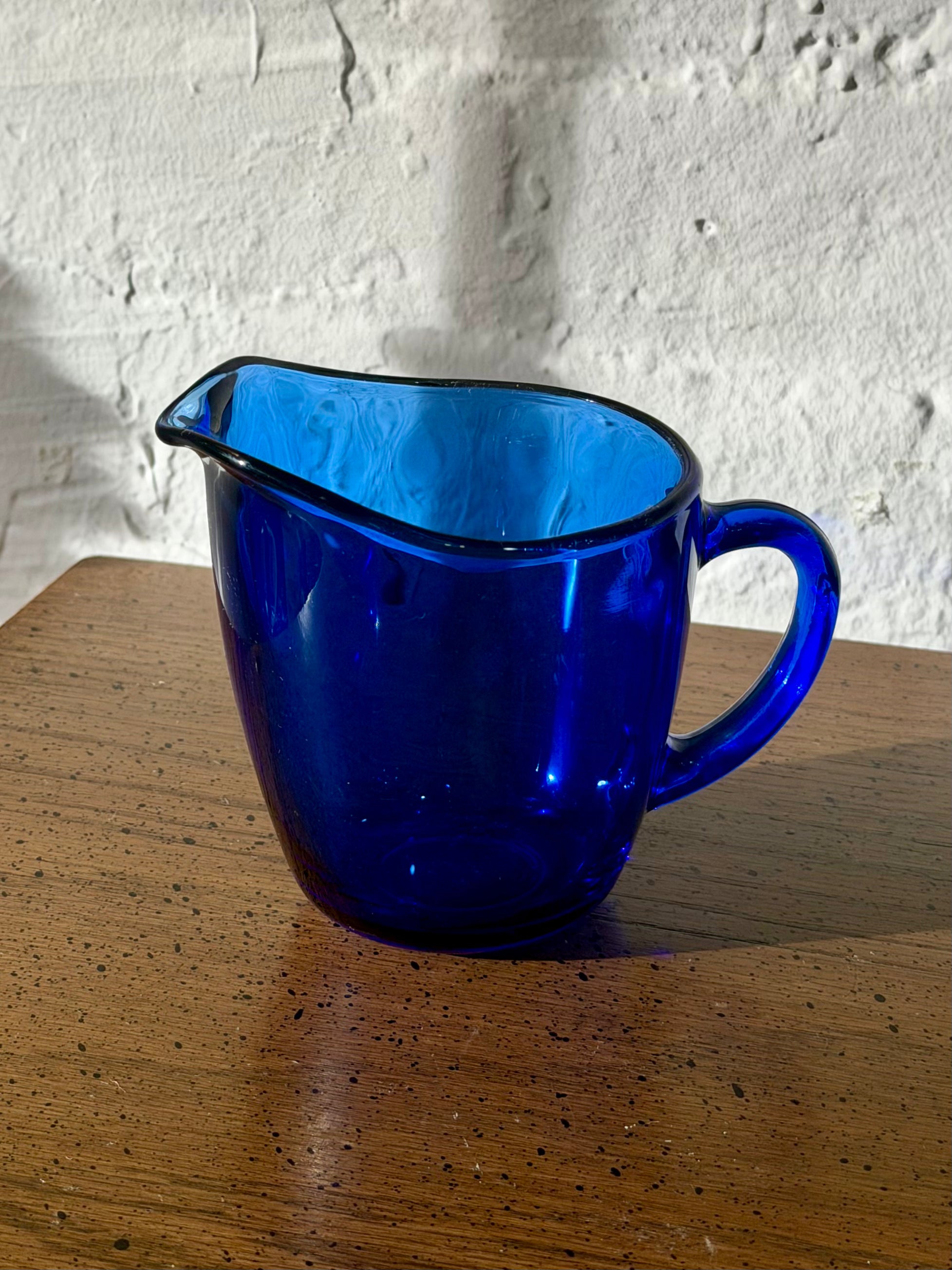 Cobalt Blue Glass Cream Pitcher