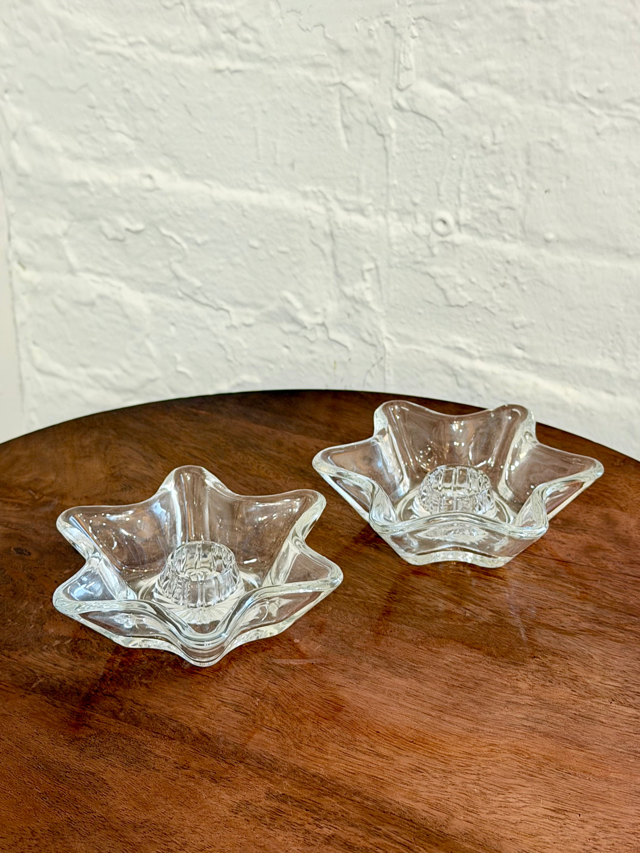 Pair of Hazel Atlas Star Shaped Taper Candlestick Holders