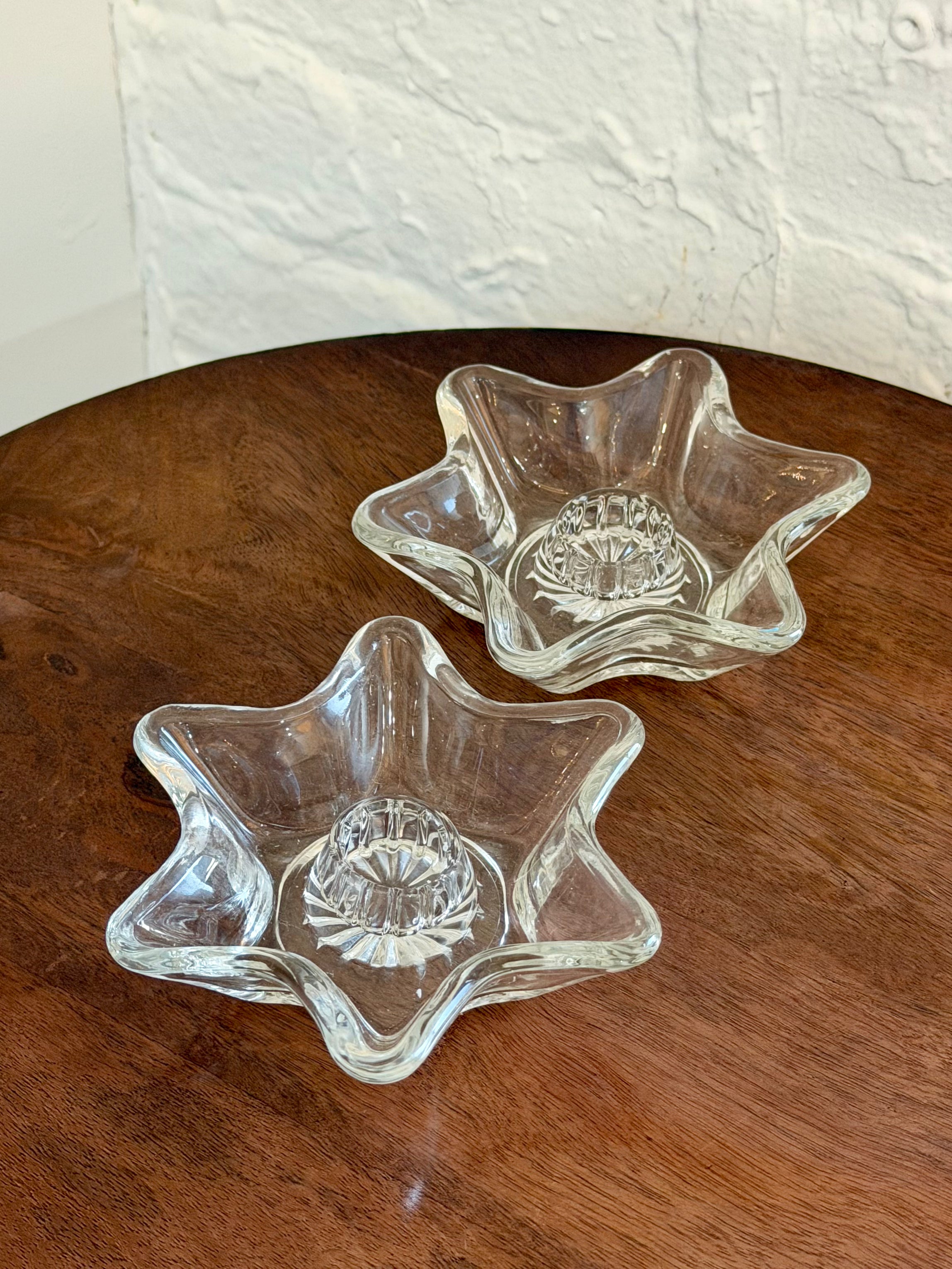 Pair of Hazel Atlas Star Shaped Taper Candlestick Holders
