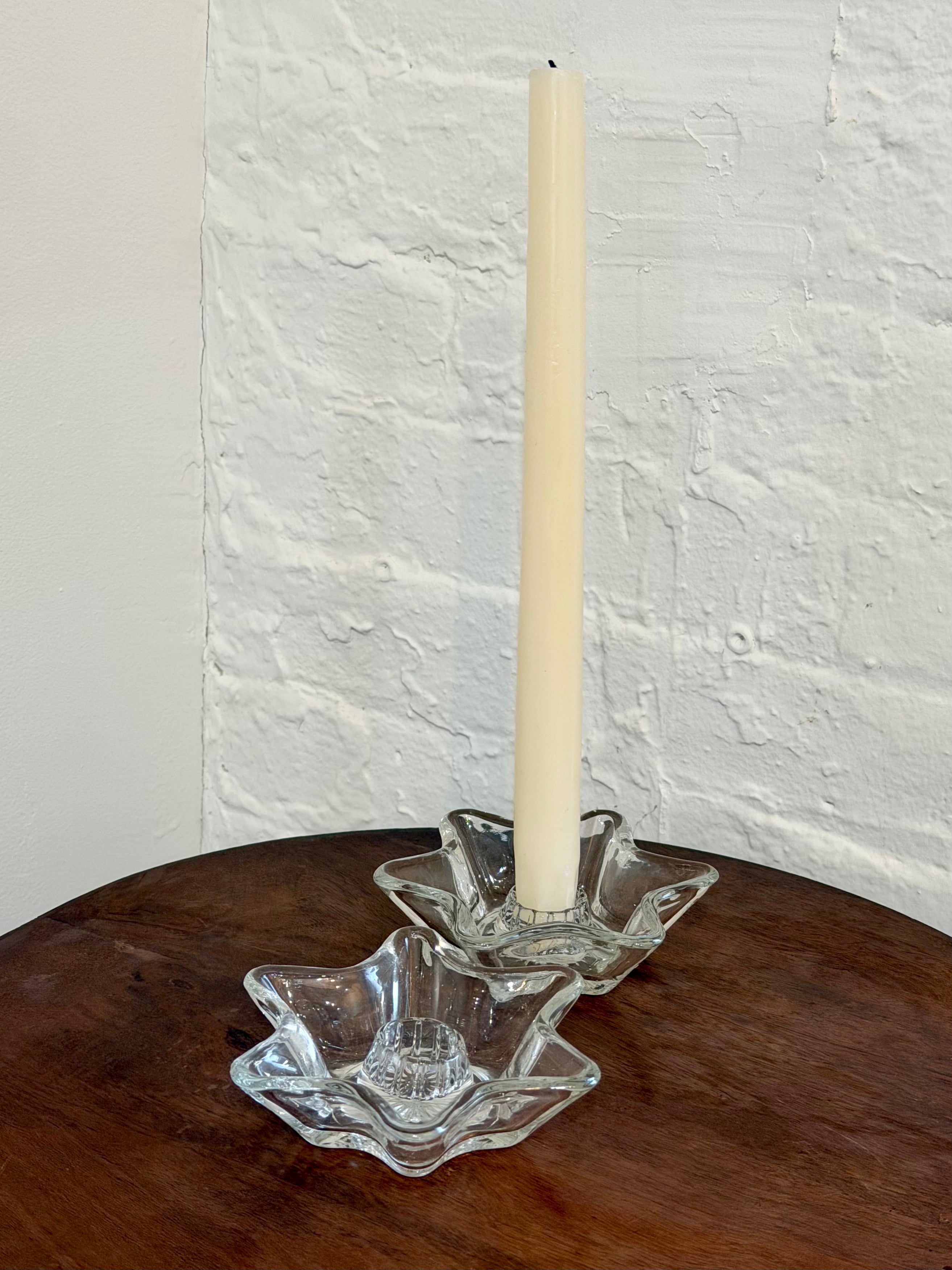 Pair of Hazel Atlas Star Shaped Taper Candlestick Holders