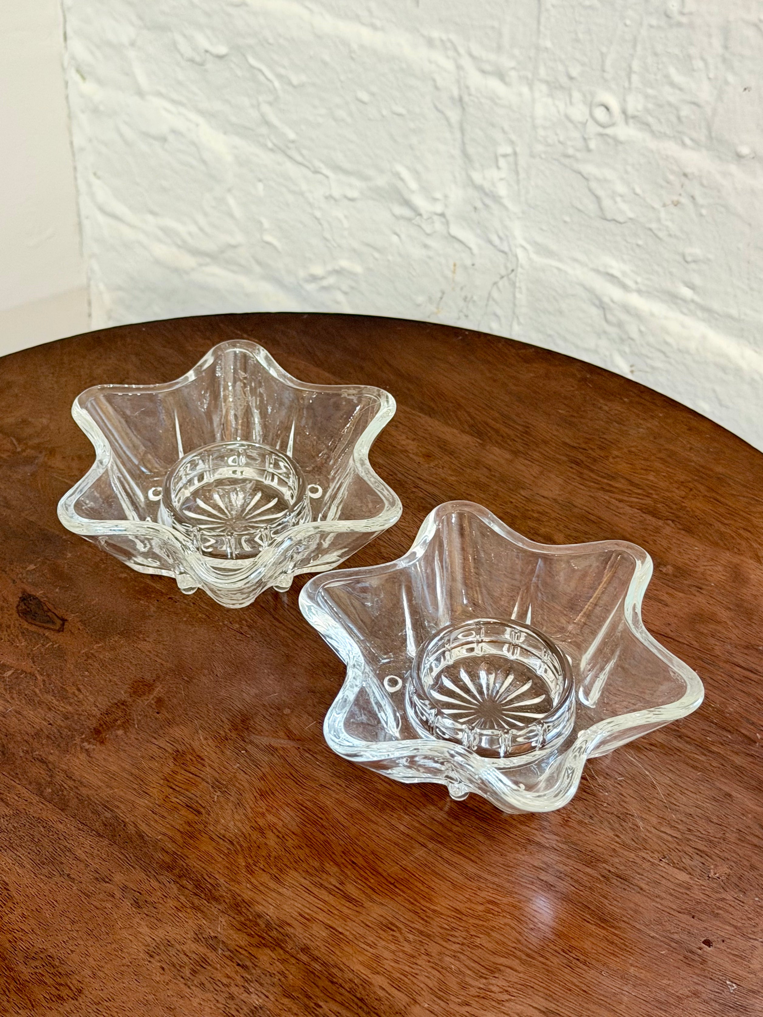 Pair of Hazel Atlas Star Shaped Votive Candle Holders