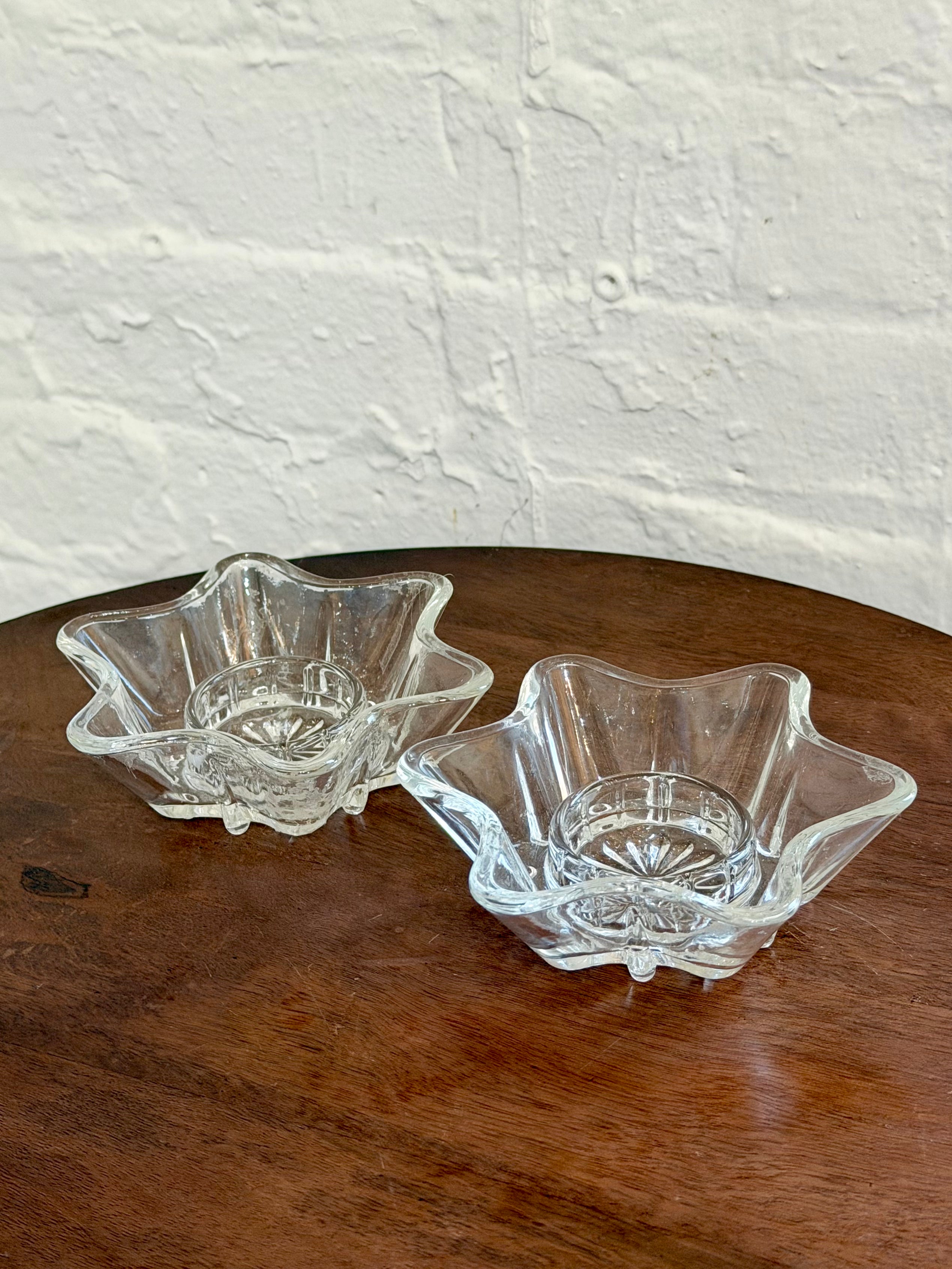 Pair of Hazel Atlas Star Shaped Votive Candle Holders