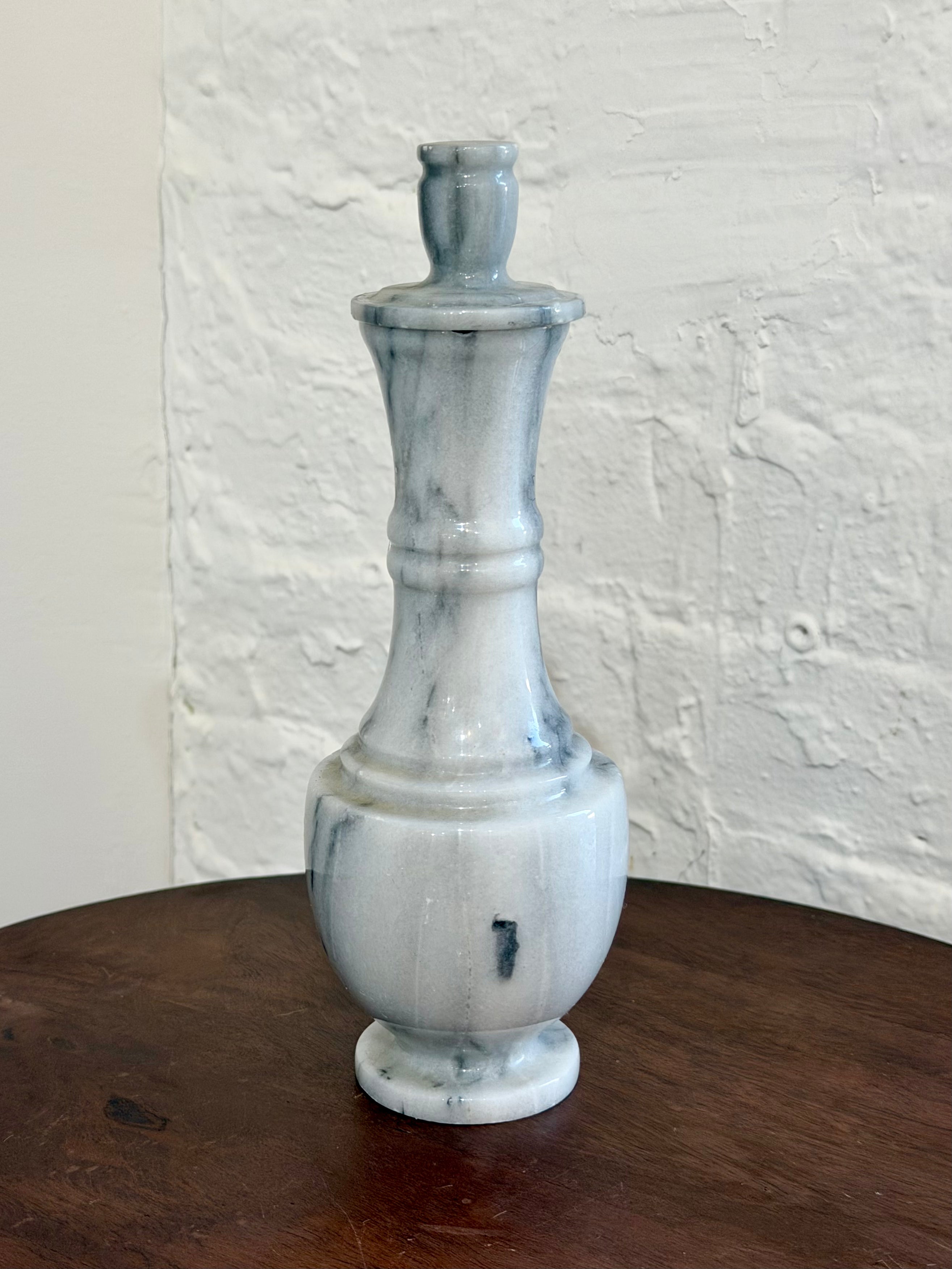 Mid Century Marble Decanter with Removable Lid