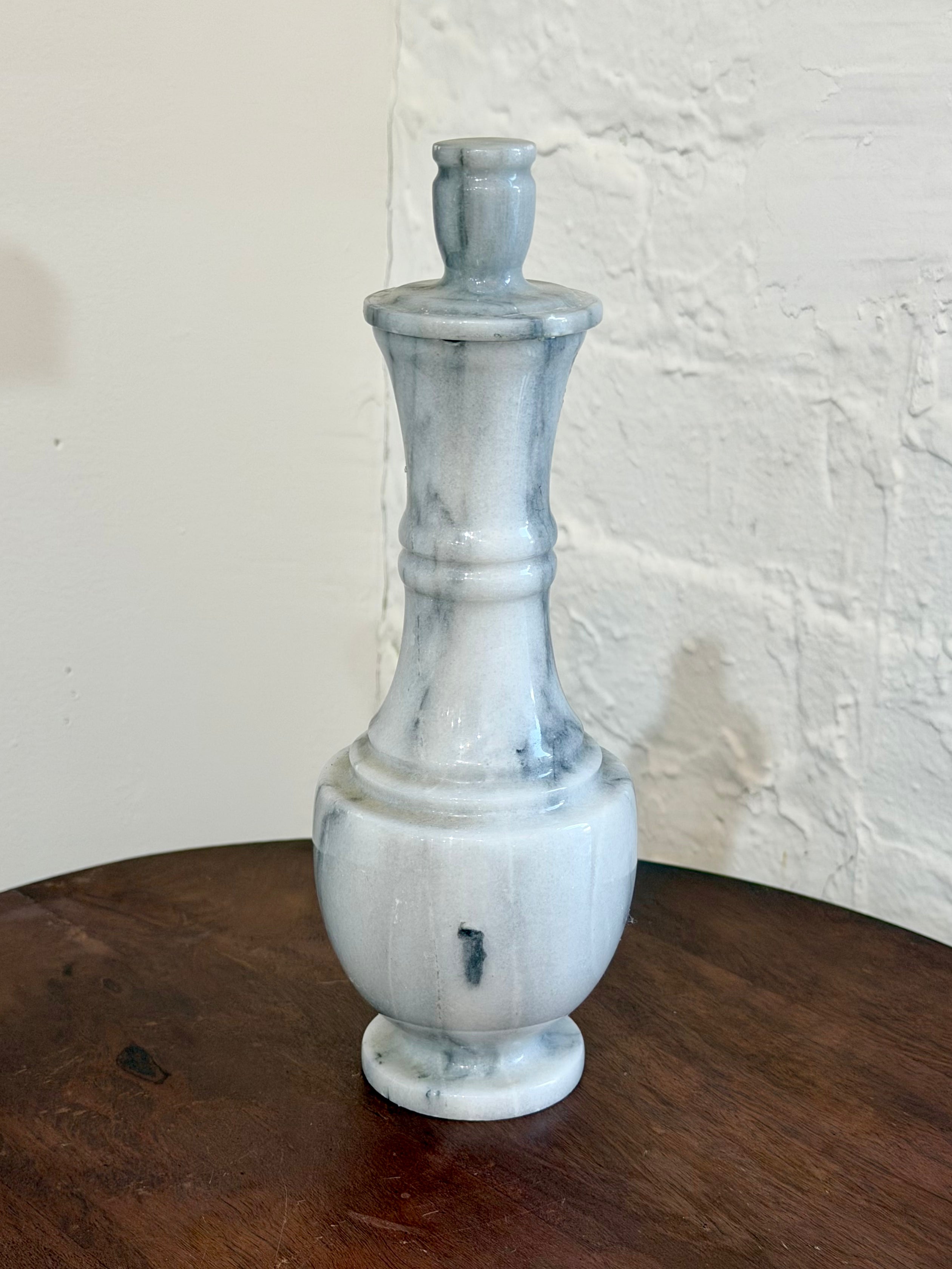 Mid Century Marble Decanter with Removable Lid