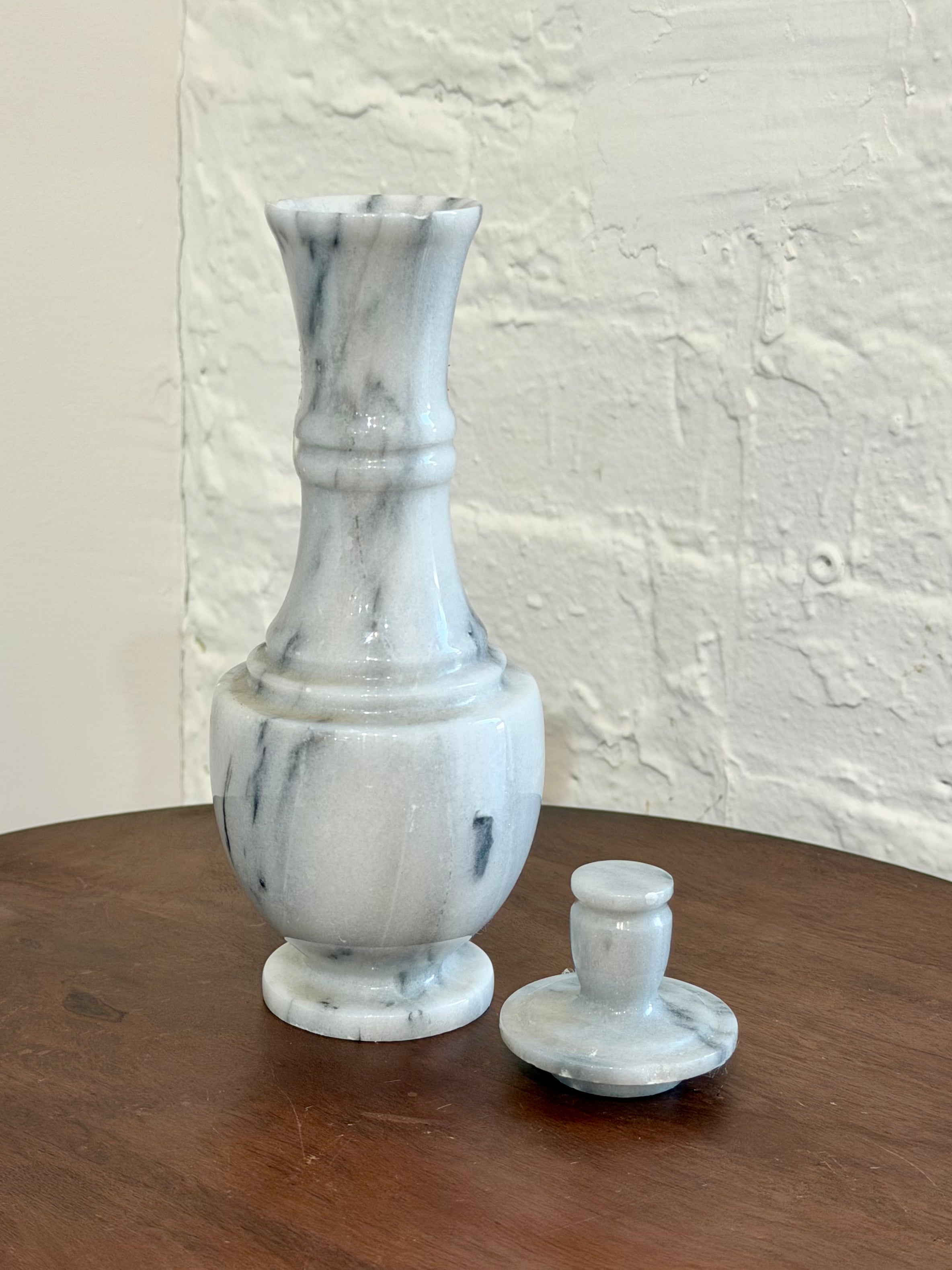 Mid Century Marble Decanter with Removable Lid