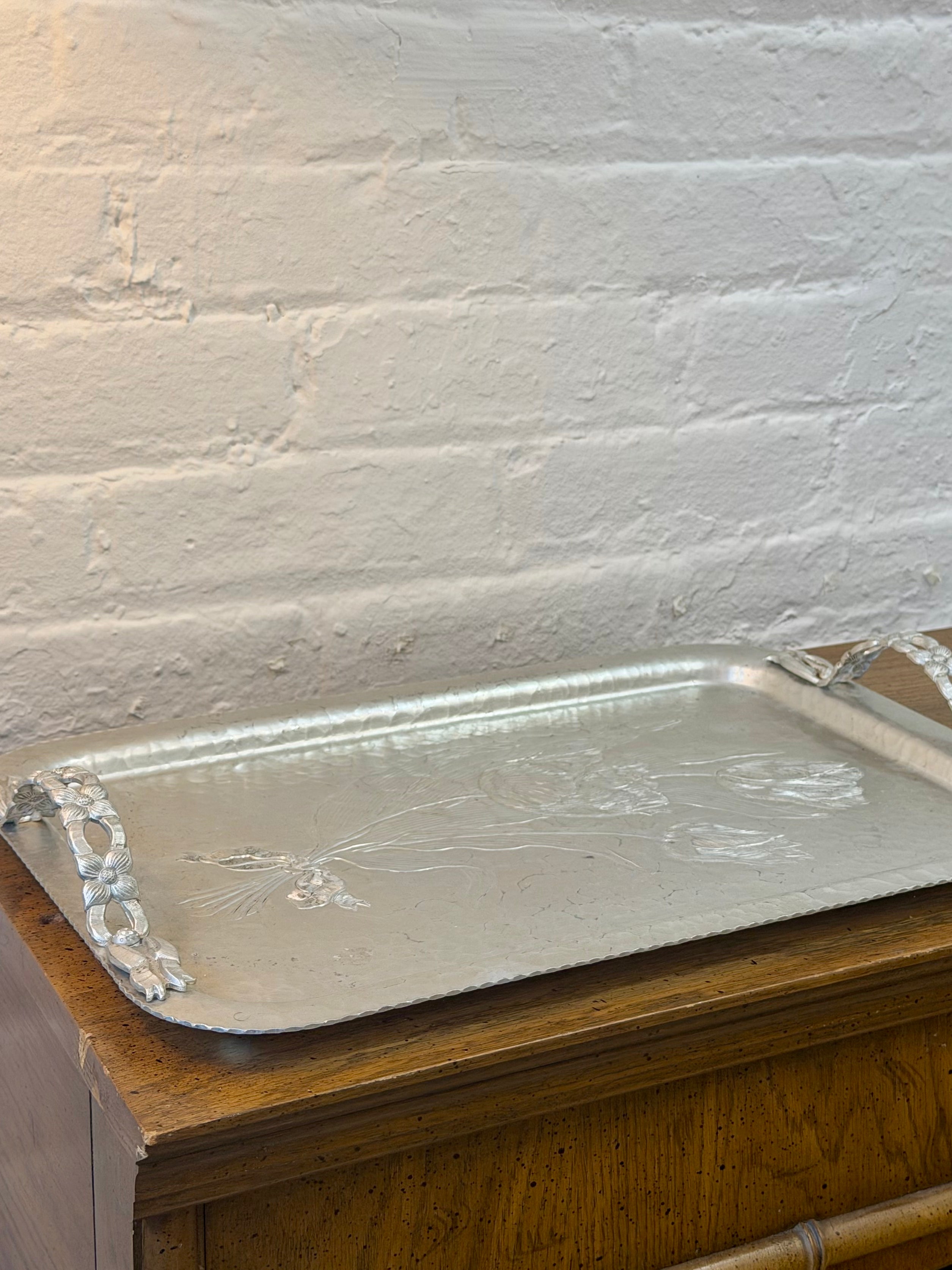 Rodney Kent Hand Wrought Hammered Aluminum Tulip Tray