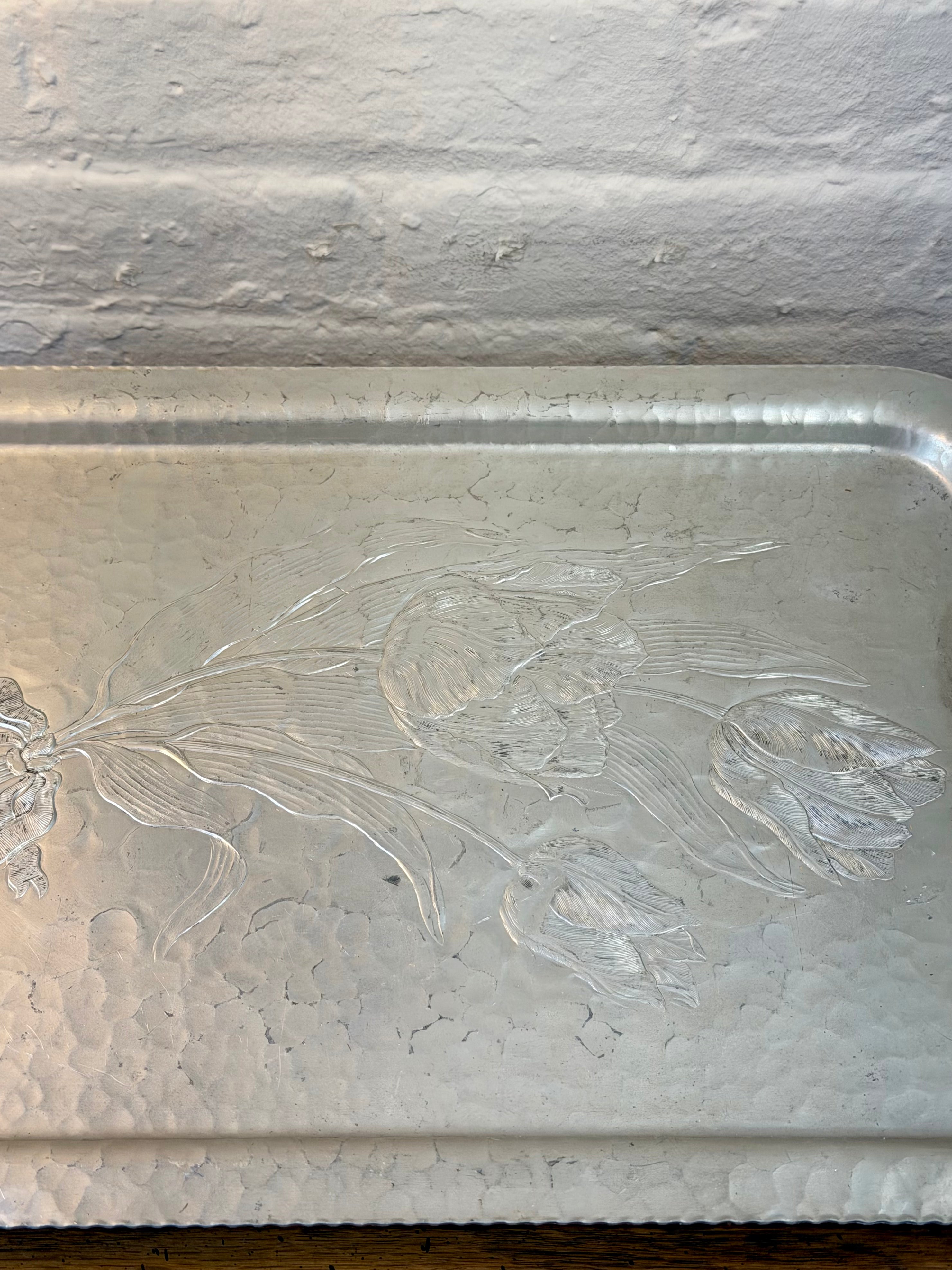 Rodney Kent Hand Wrought Hammered Aluminum Tulip Tray