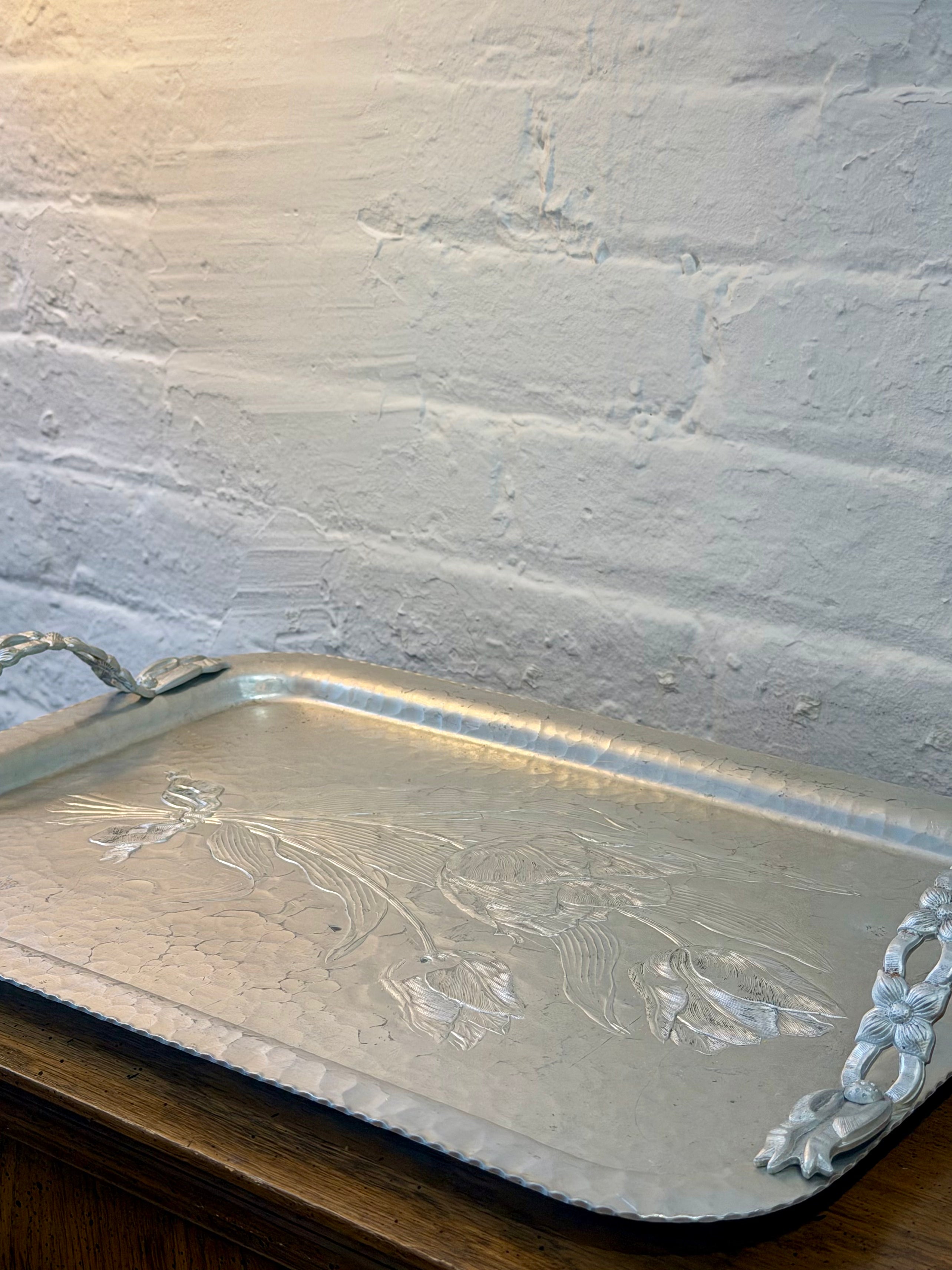 Rodney Kent Hand Wrought Hammered Aluminum Tulip Tray