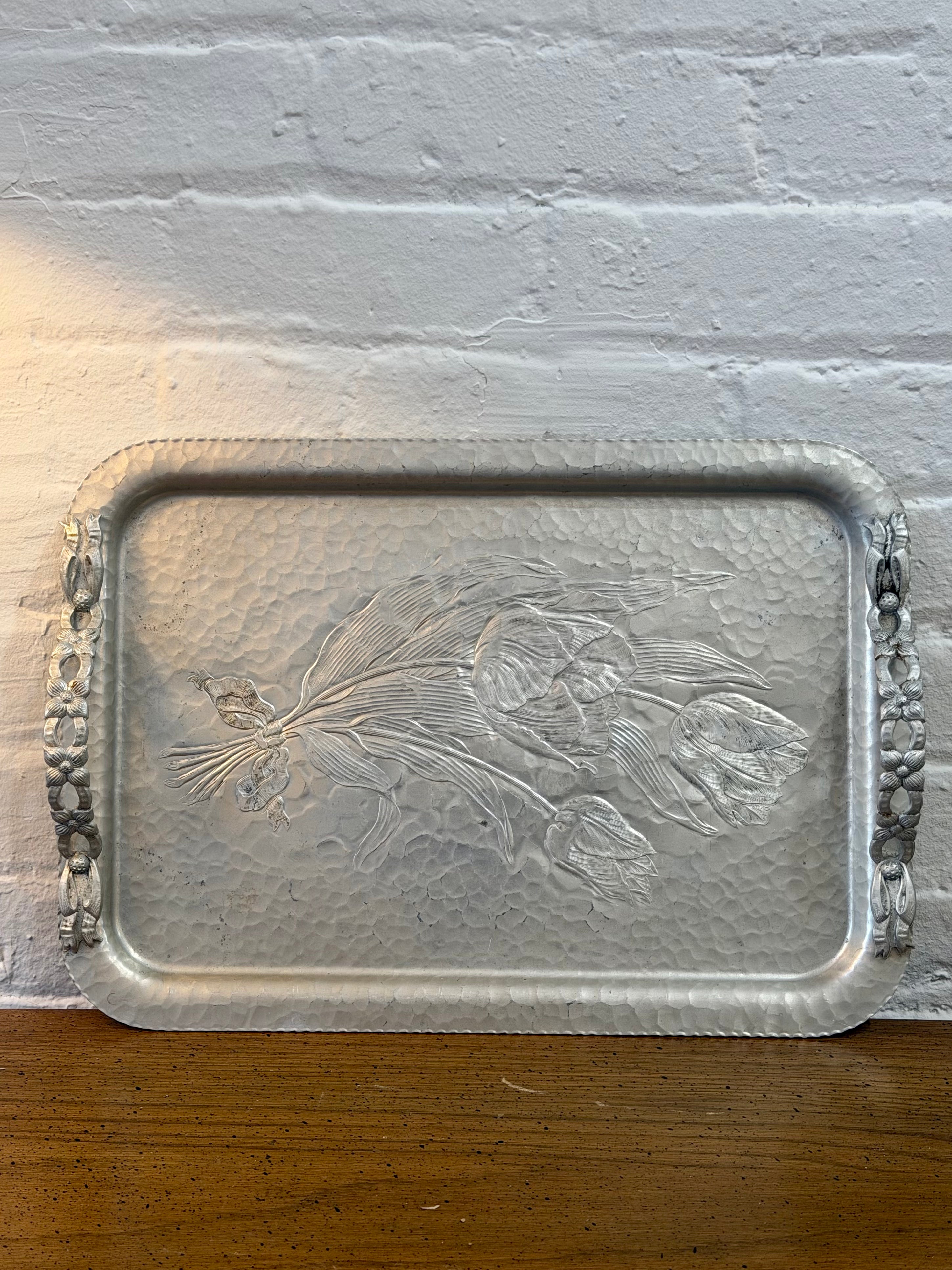 Rodney Kent Hand Wrought Hammered Aluminum Tulip Tray
