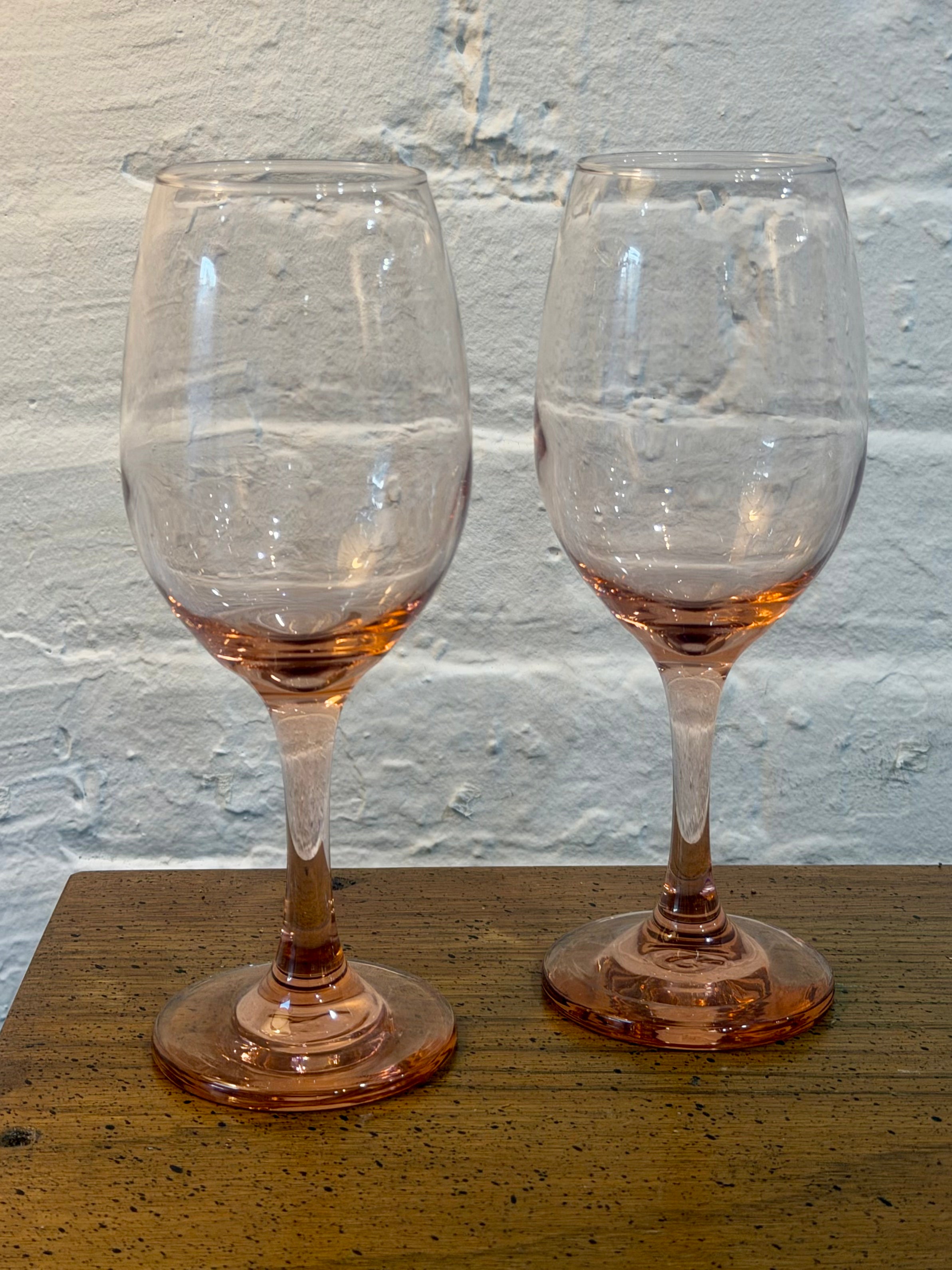 Libbey Blush Pink Wine Goblet Glasses