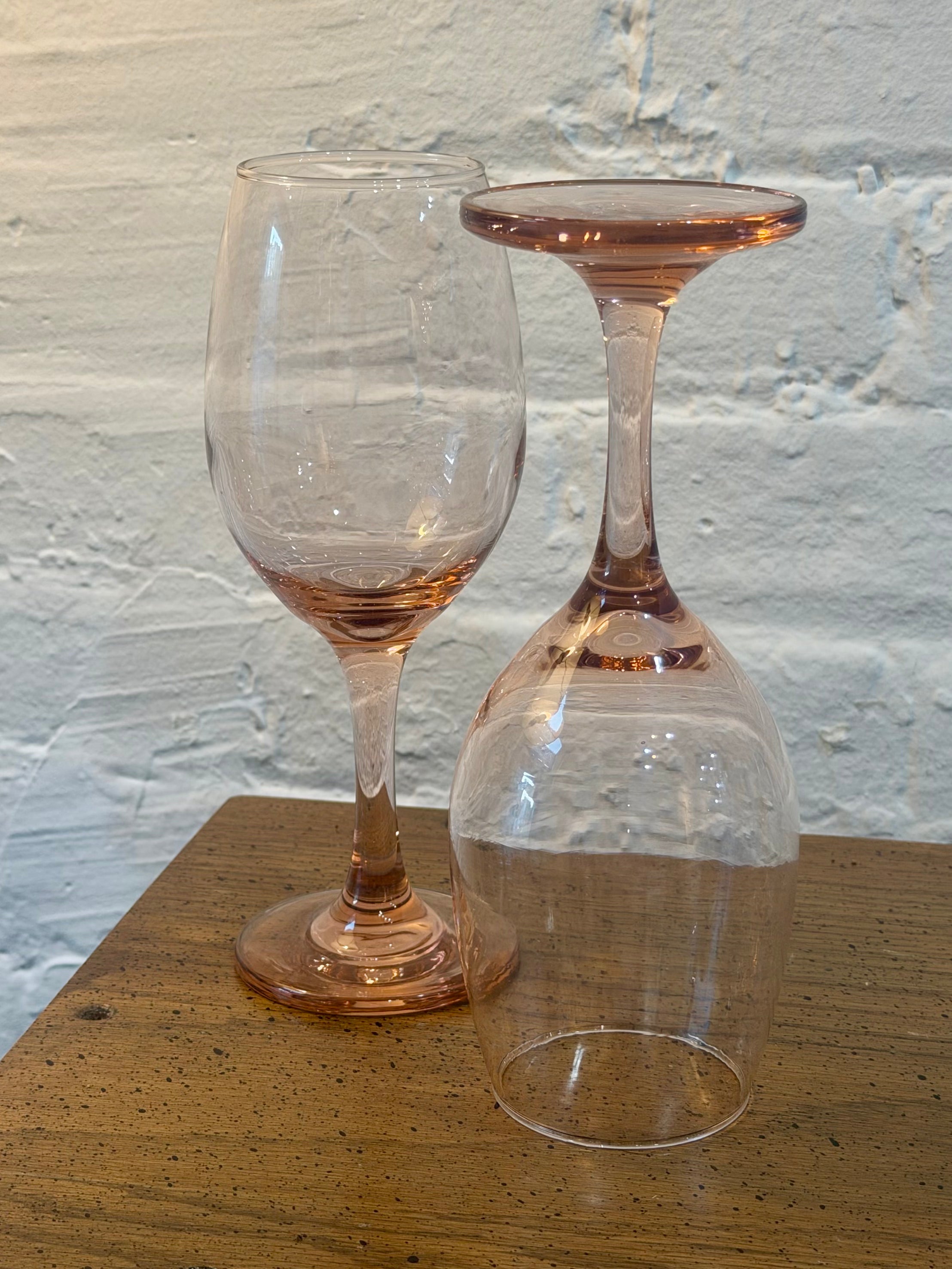 Libbey Blush Pink Wine Goblet Glasses