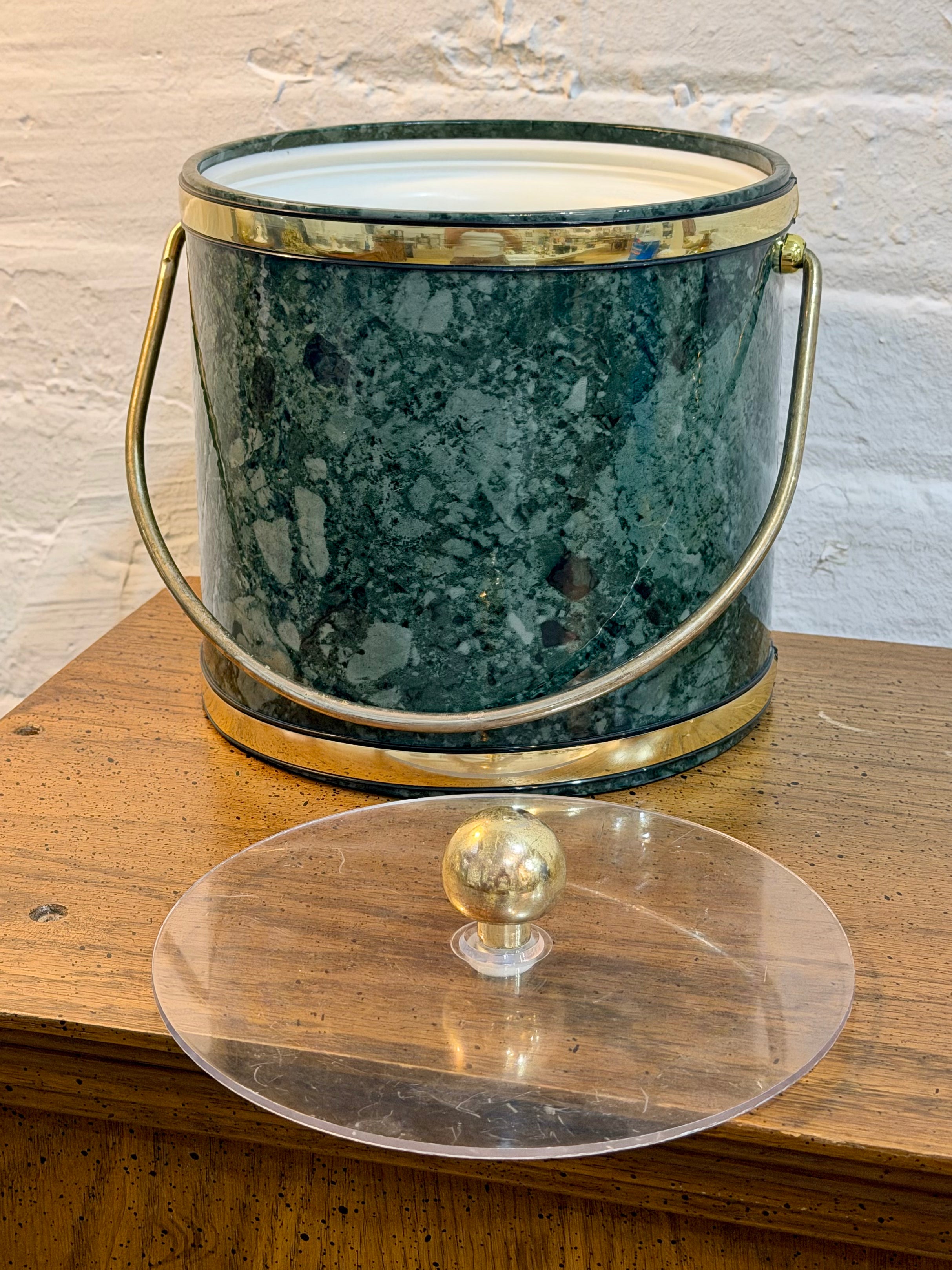 Faux Marble Green Vinyl Ice Bucket