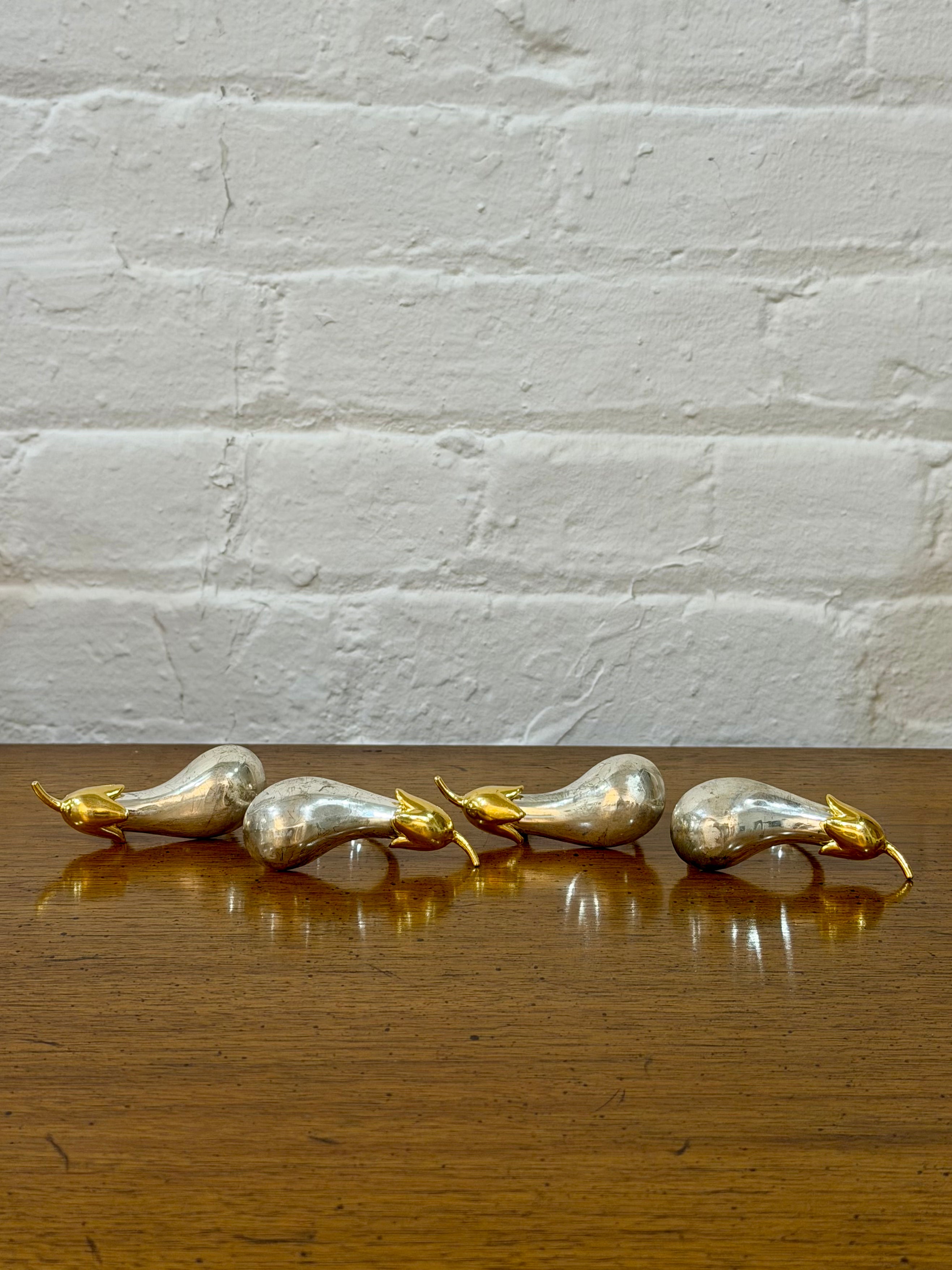Set of 4 Silver Plated Eggplant Napkin Rings