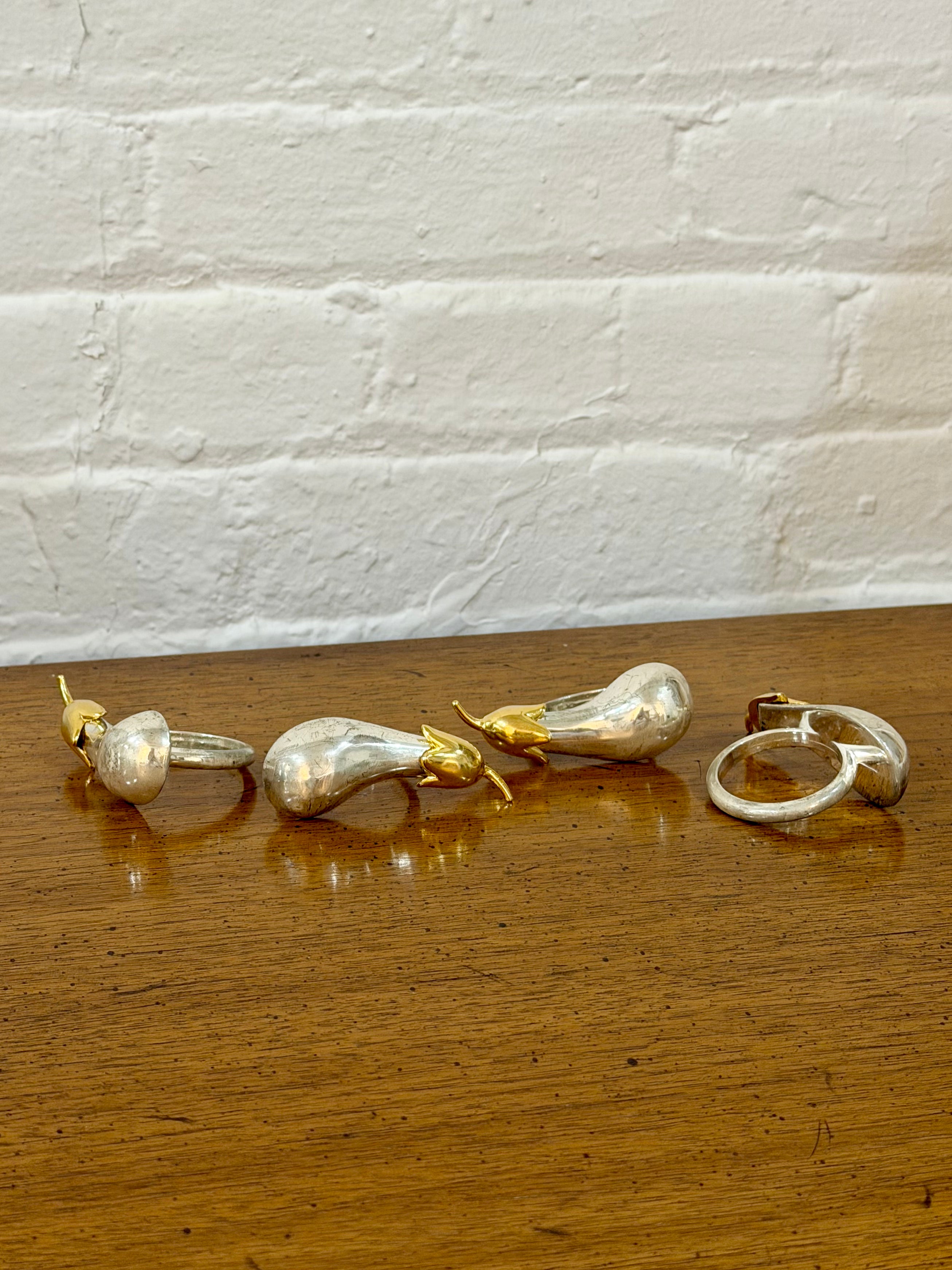 Set of 4 Silver Plated Eggplant Napkin Rings