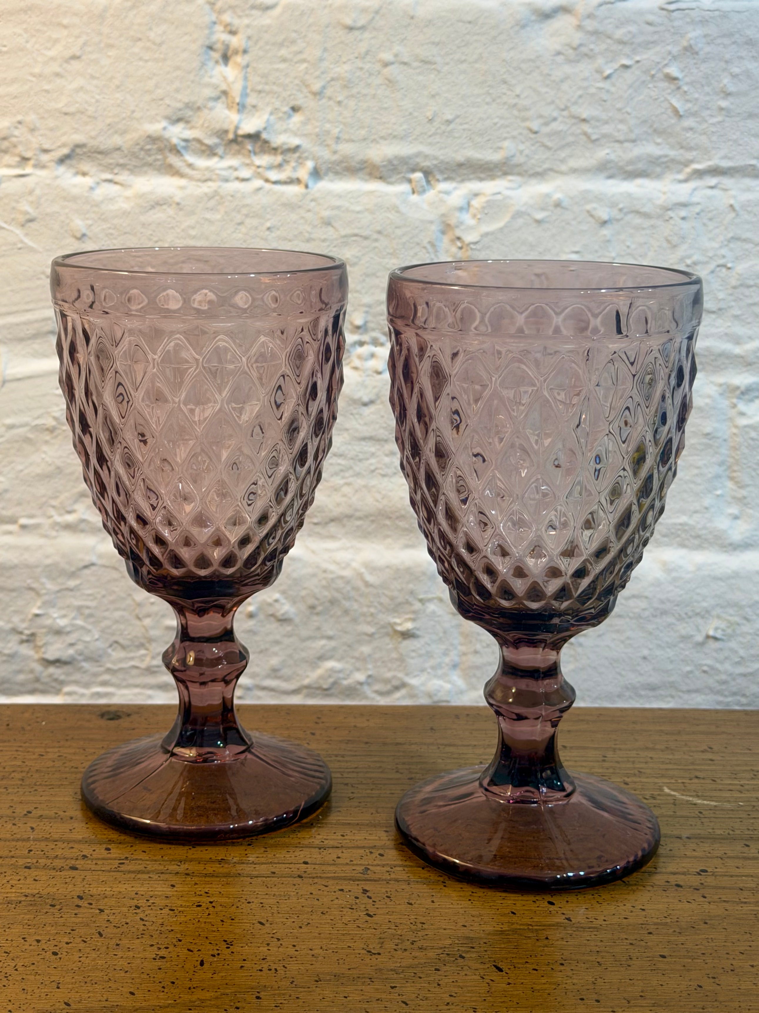 Purple Diamond Point Goblet Glasses