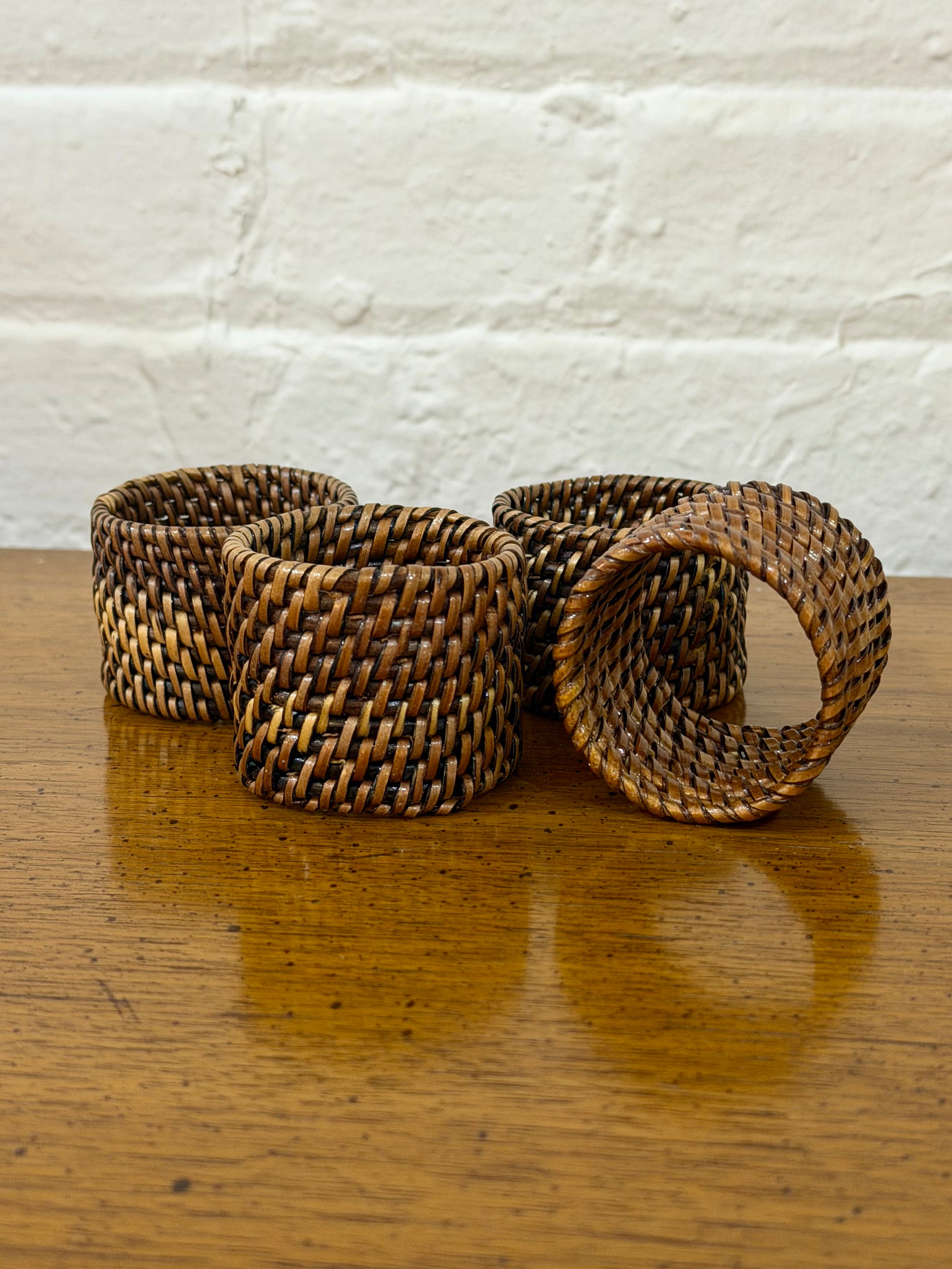 Set of 4 Rattan Napkin Rings