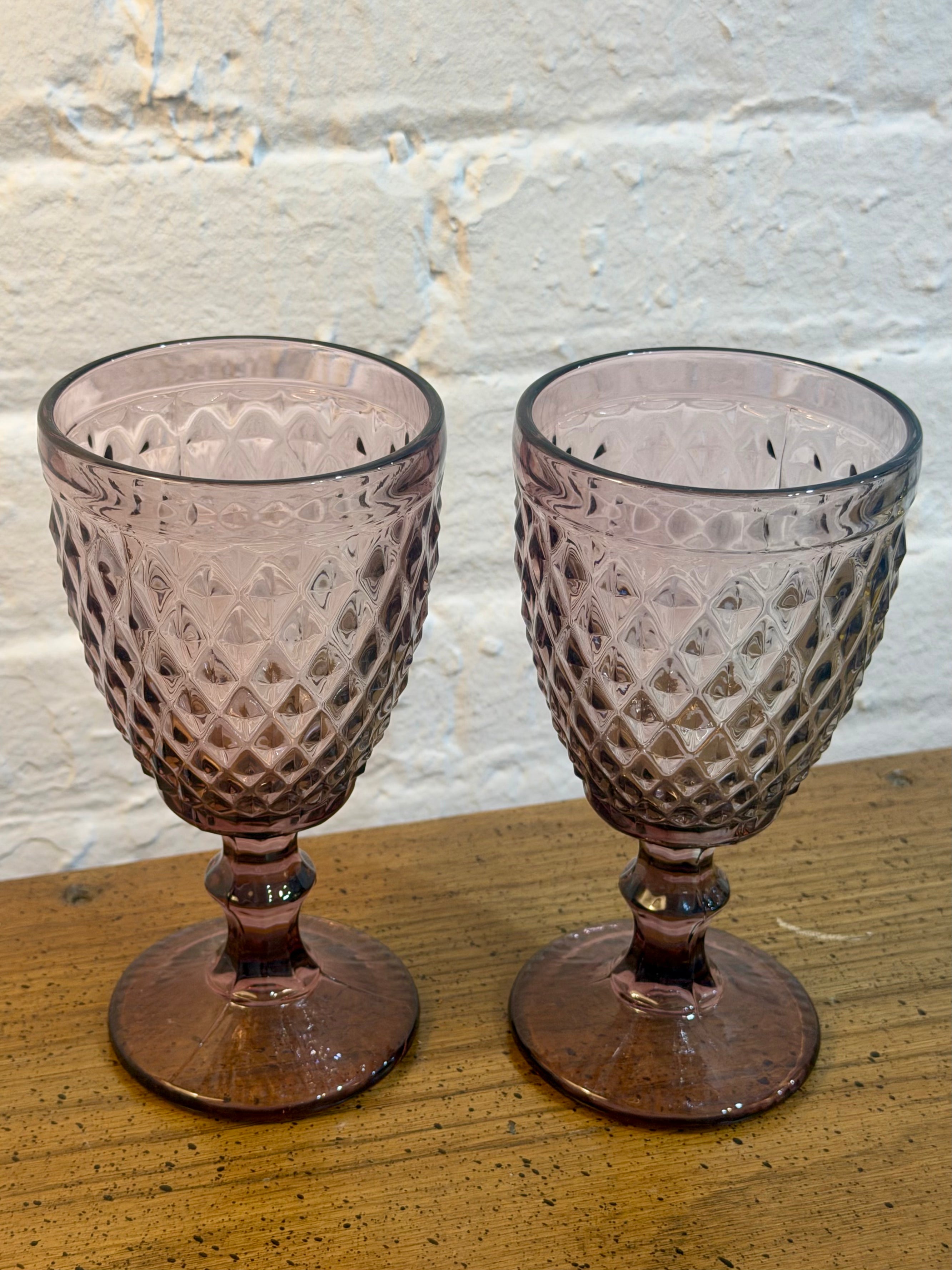 Purple Diamond Point Goblet Glasses