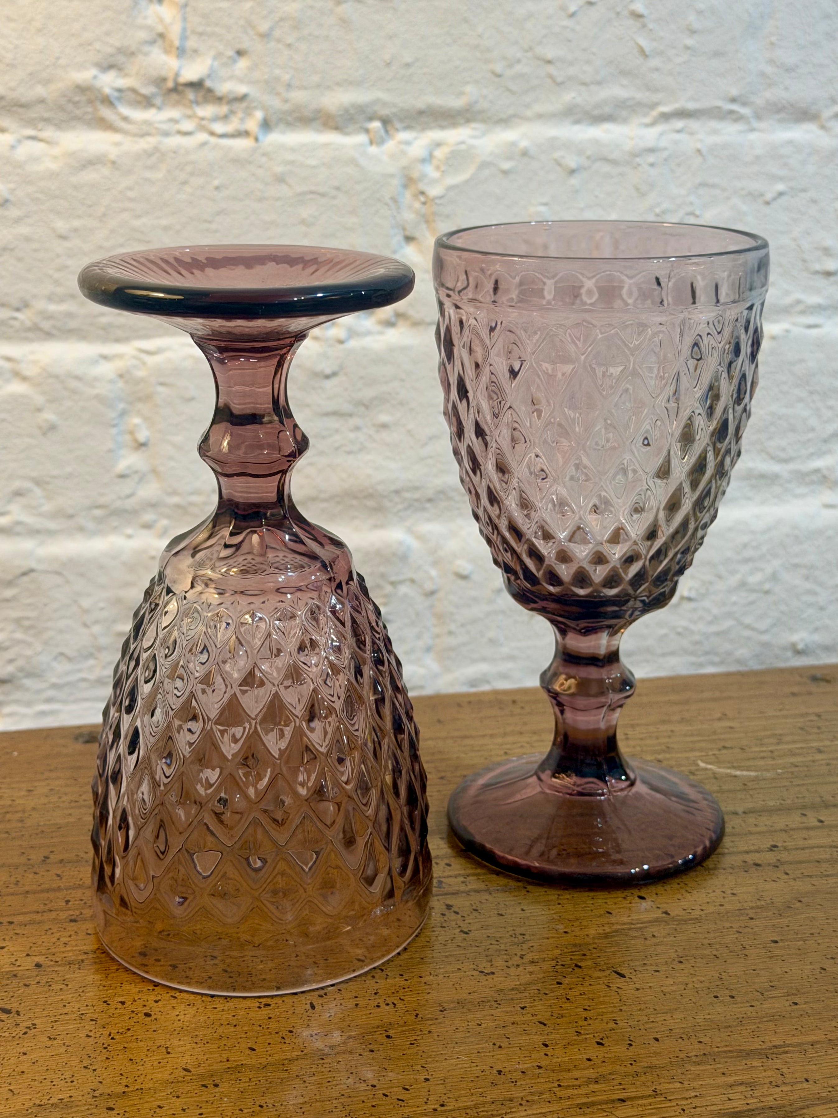 Purple Diamond Point Goblet Glasses
