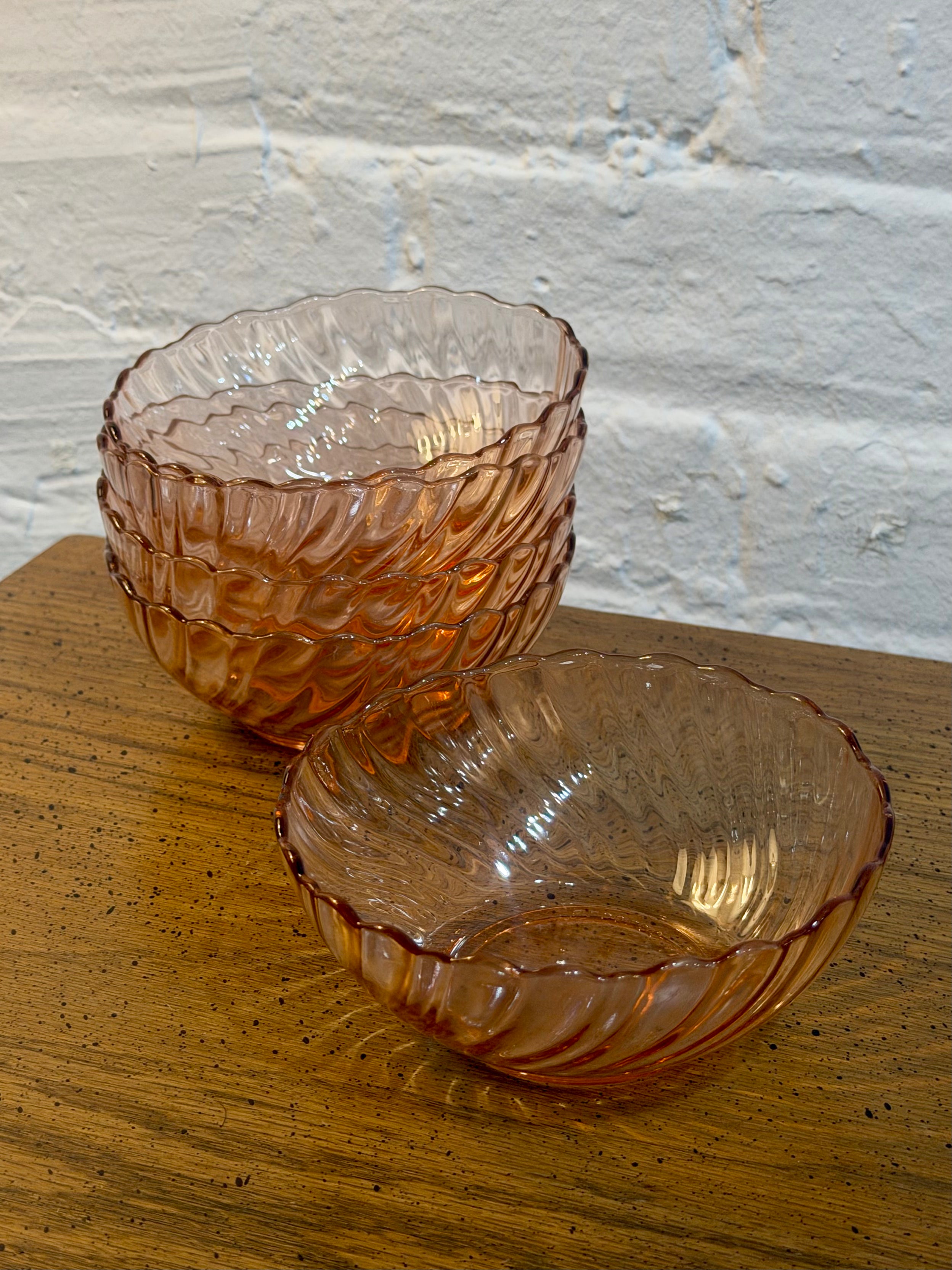 Pink Pressed Glass Dessert Bowl