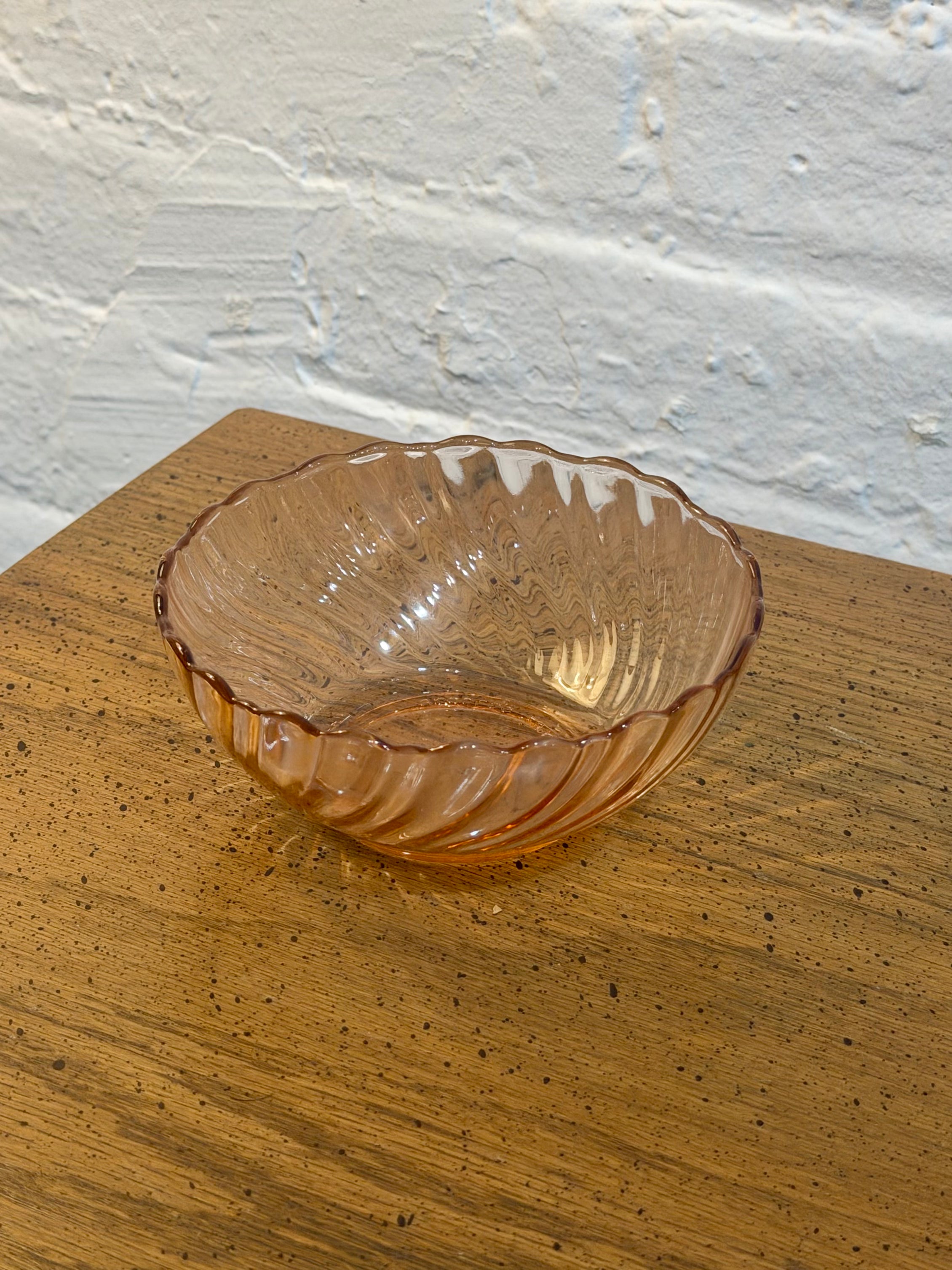 Pink Pressed Glass Dessert Bowl