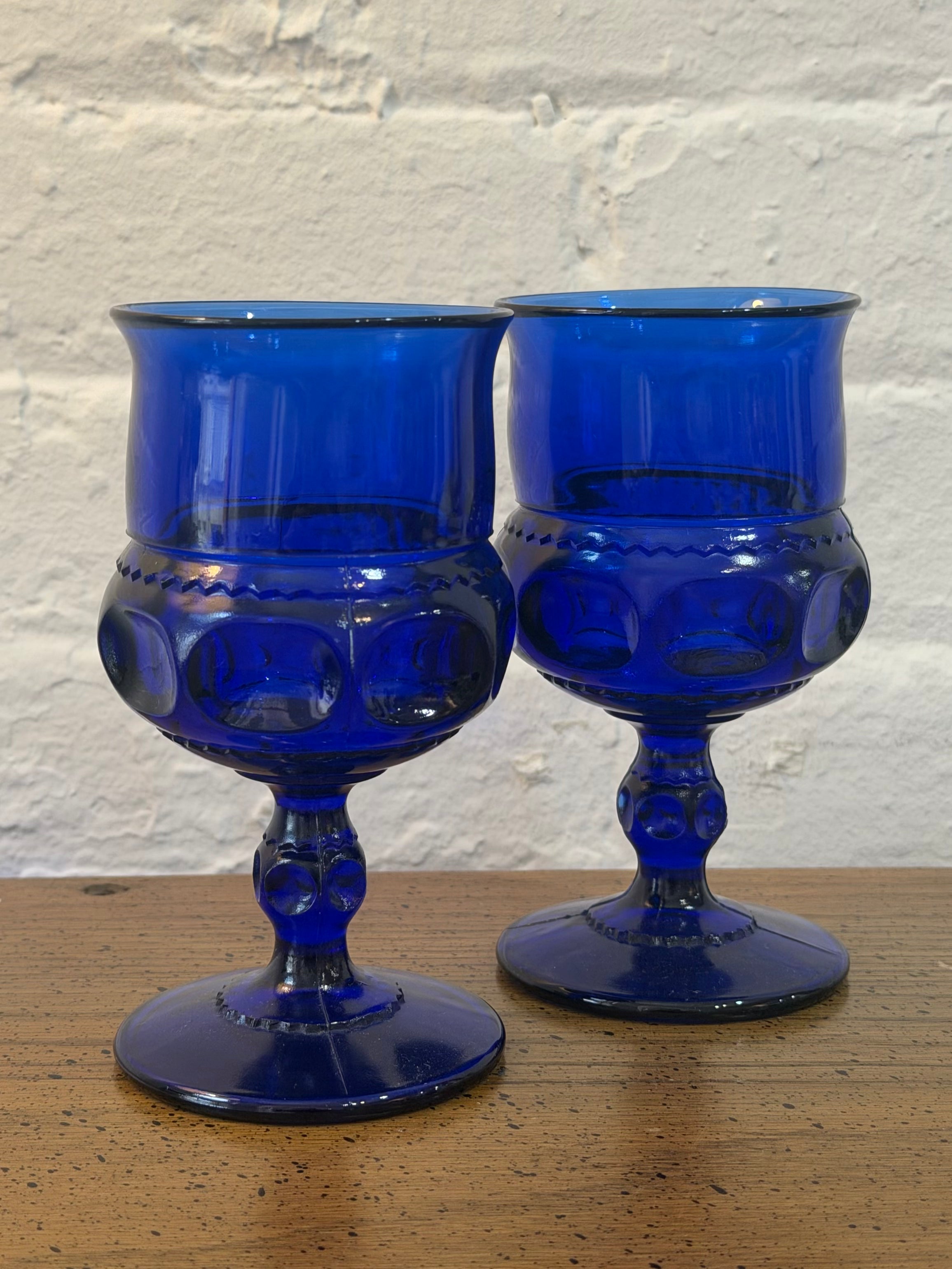 Cobalt Blue King's Crown Thumbprint Glasses