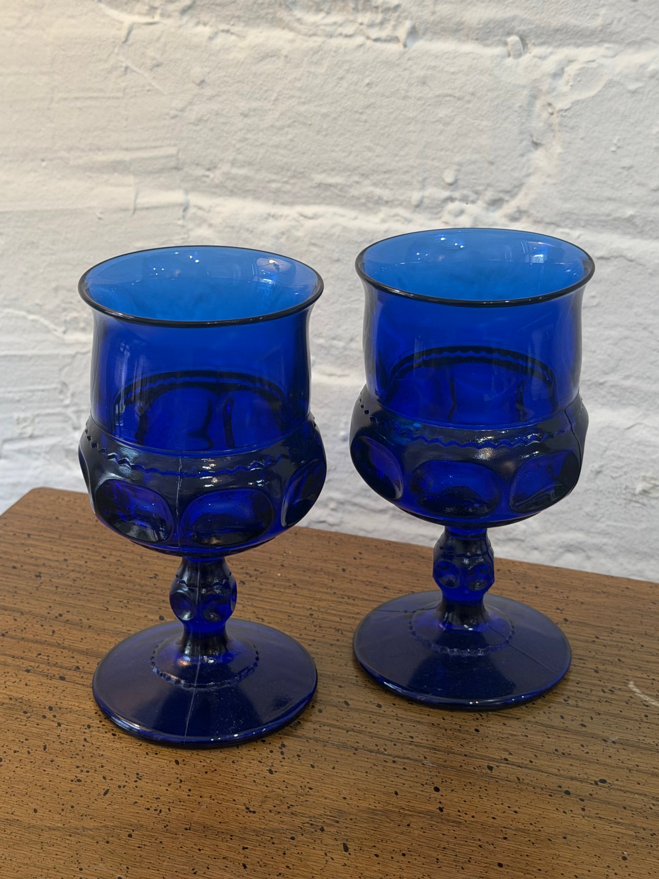 Cobalt Blue King's Crown Thumbprint Glasses