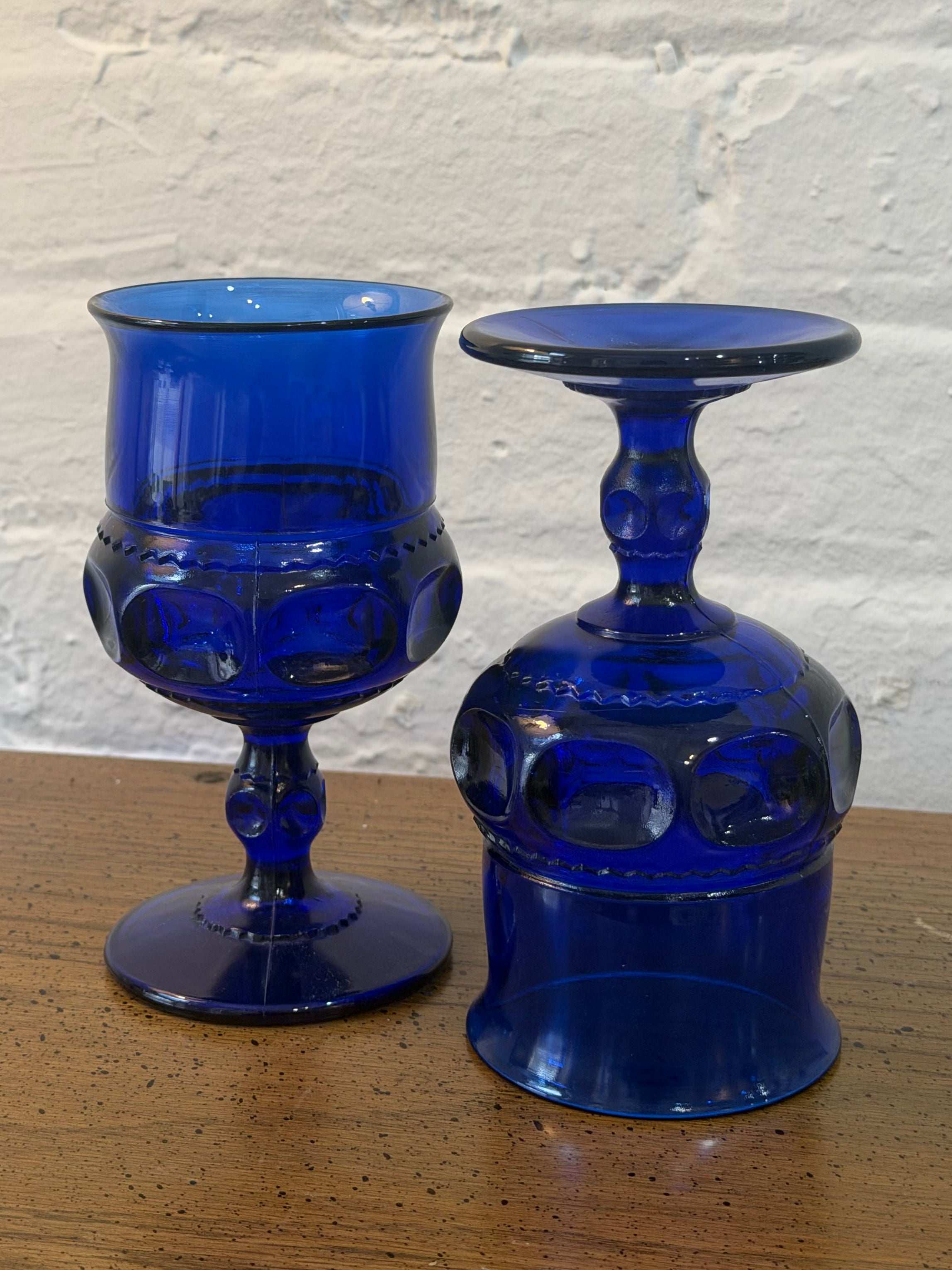 Cobalt Blue King's Crown Thumbprint Glasses