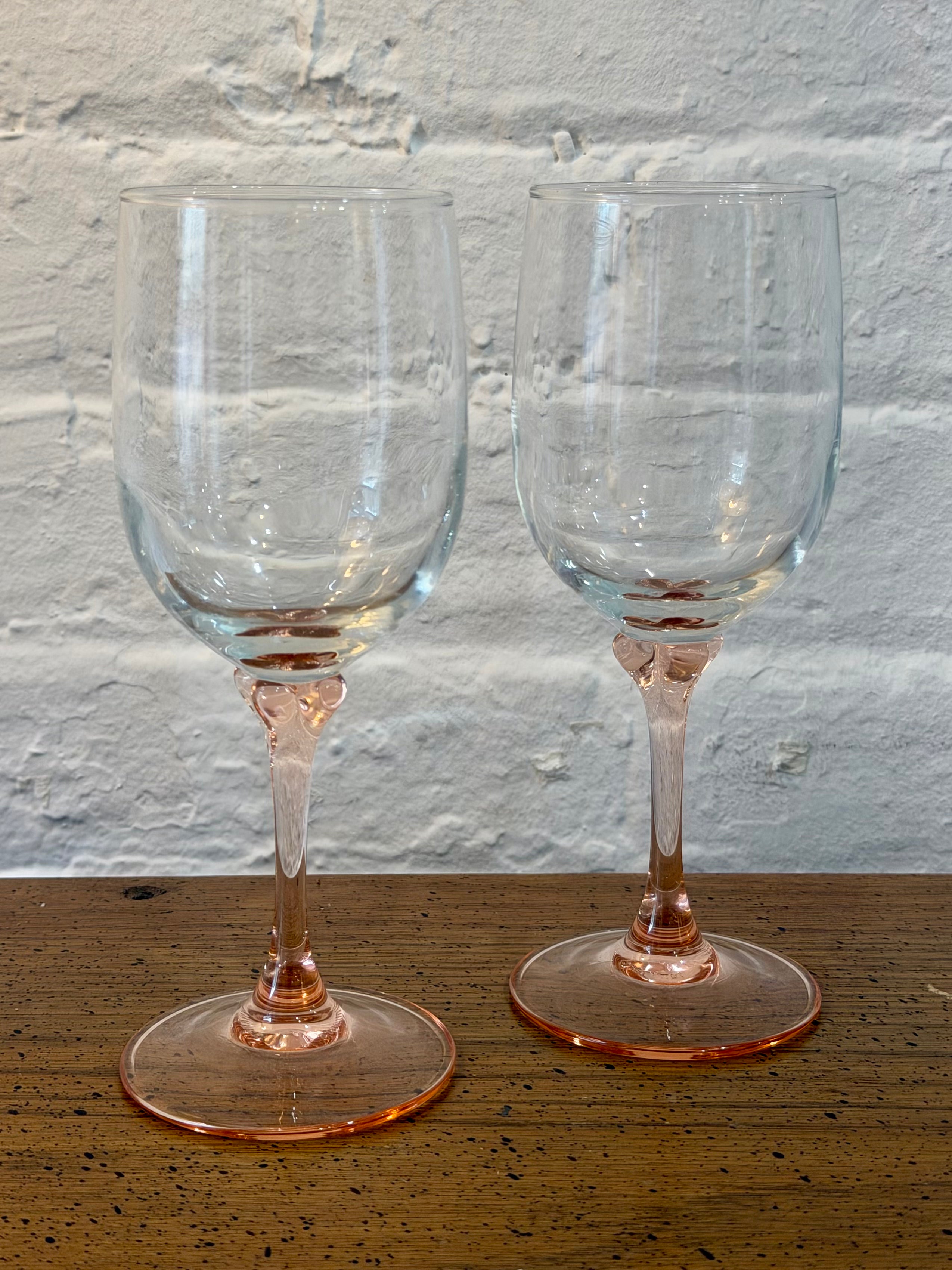 Luminarc Pink Rose Stemmed Wine Glasses