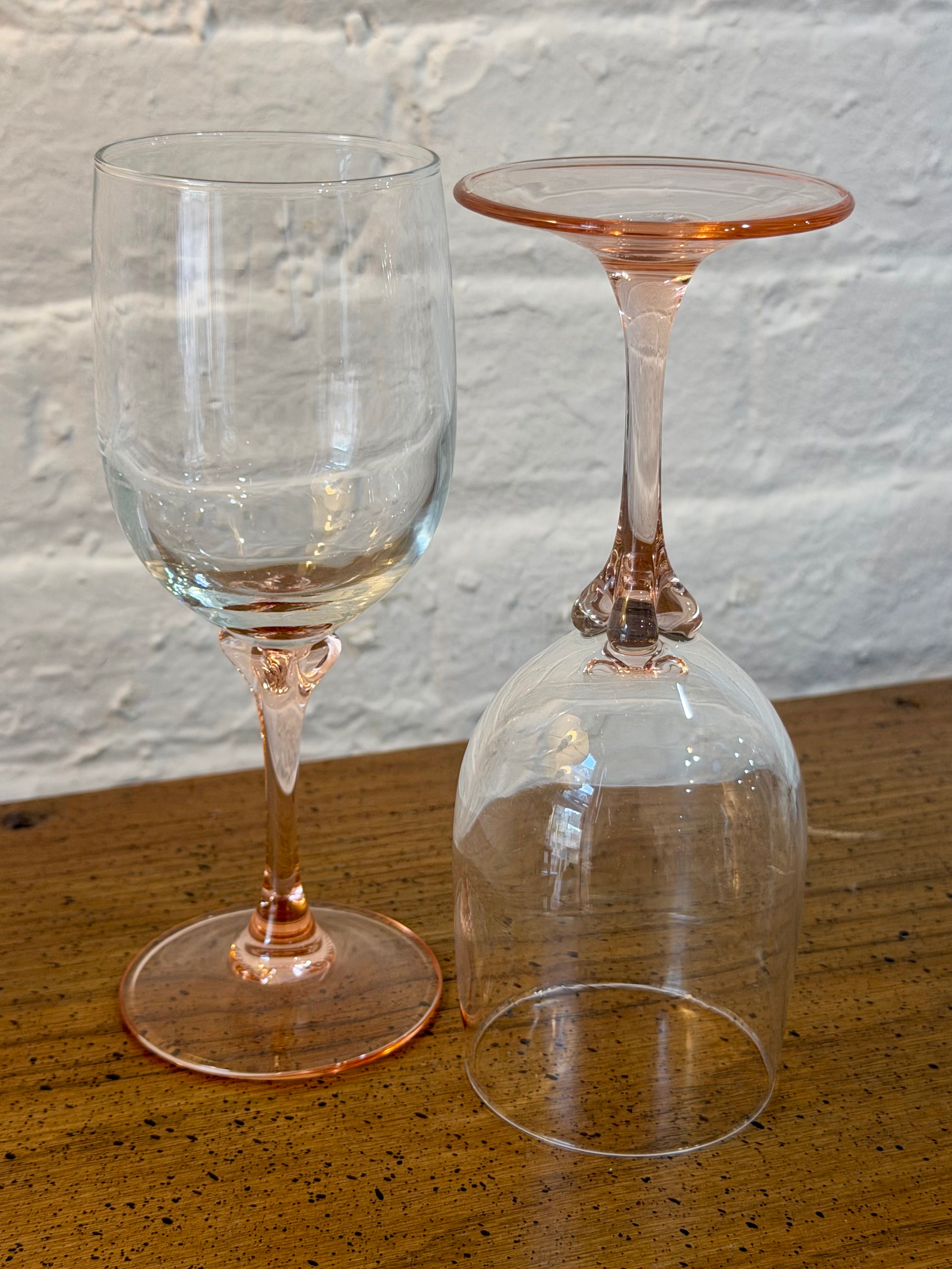 Luminarc Pink Rose Stemmed Wine Glasses