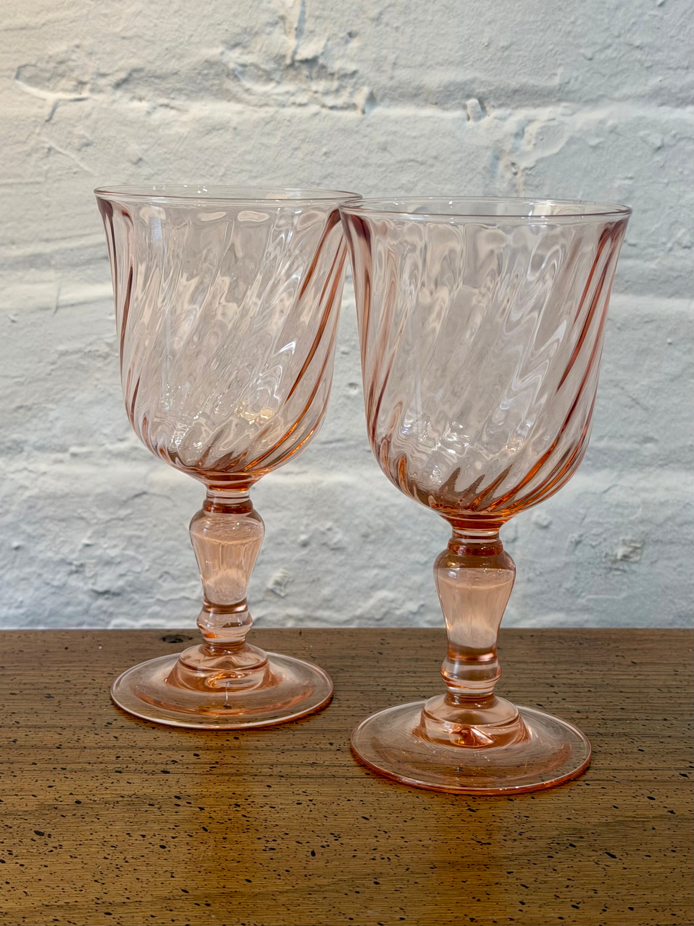 Pink Swirl Optic Wine Glasses