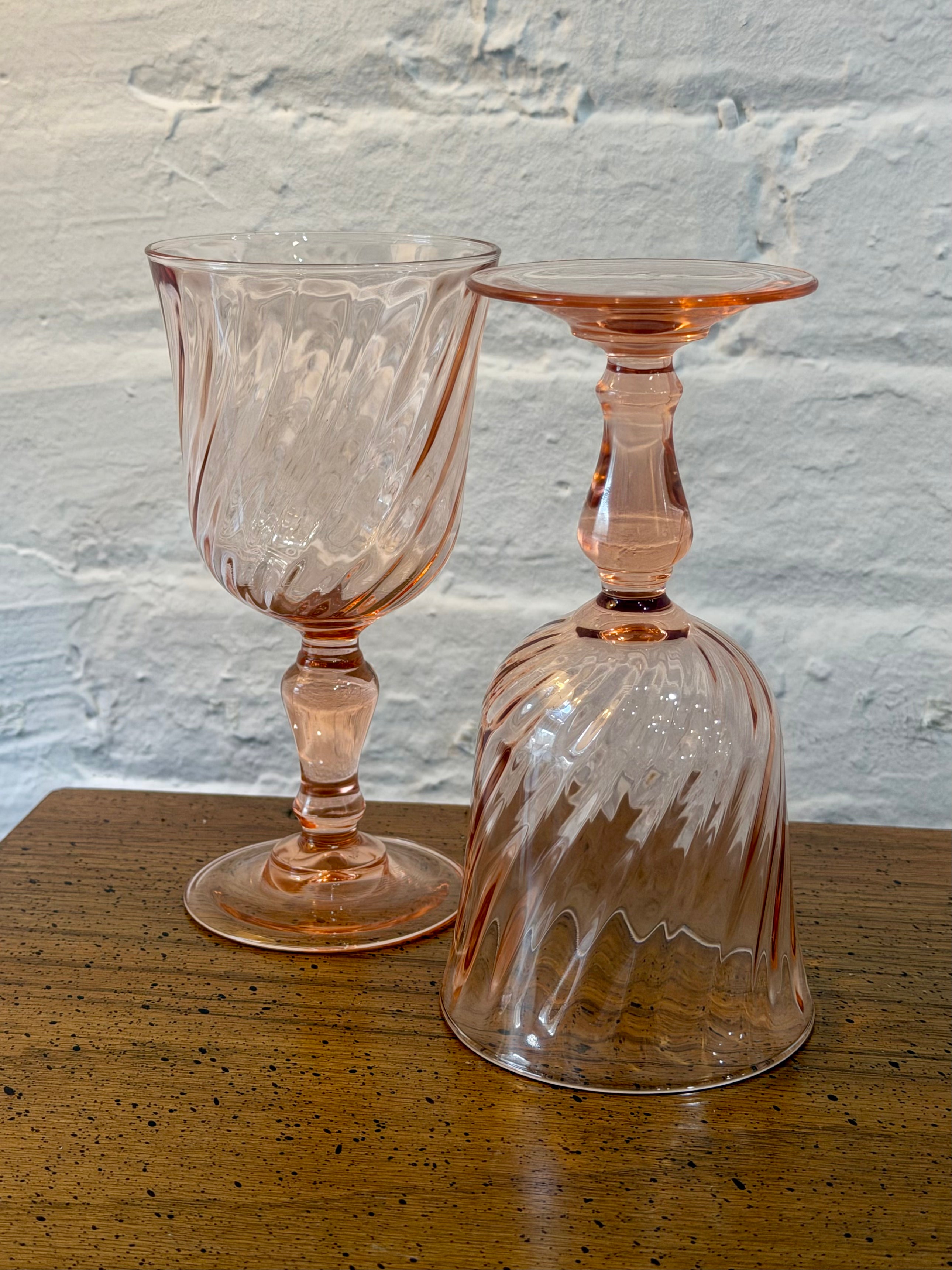 Pink Swirl Optic Wine Glasses
