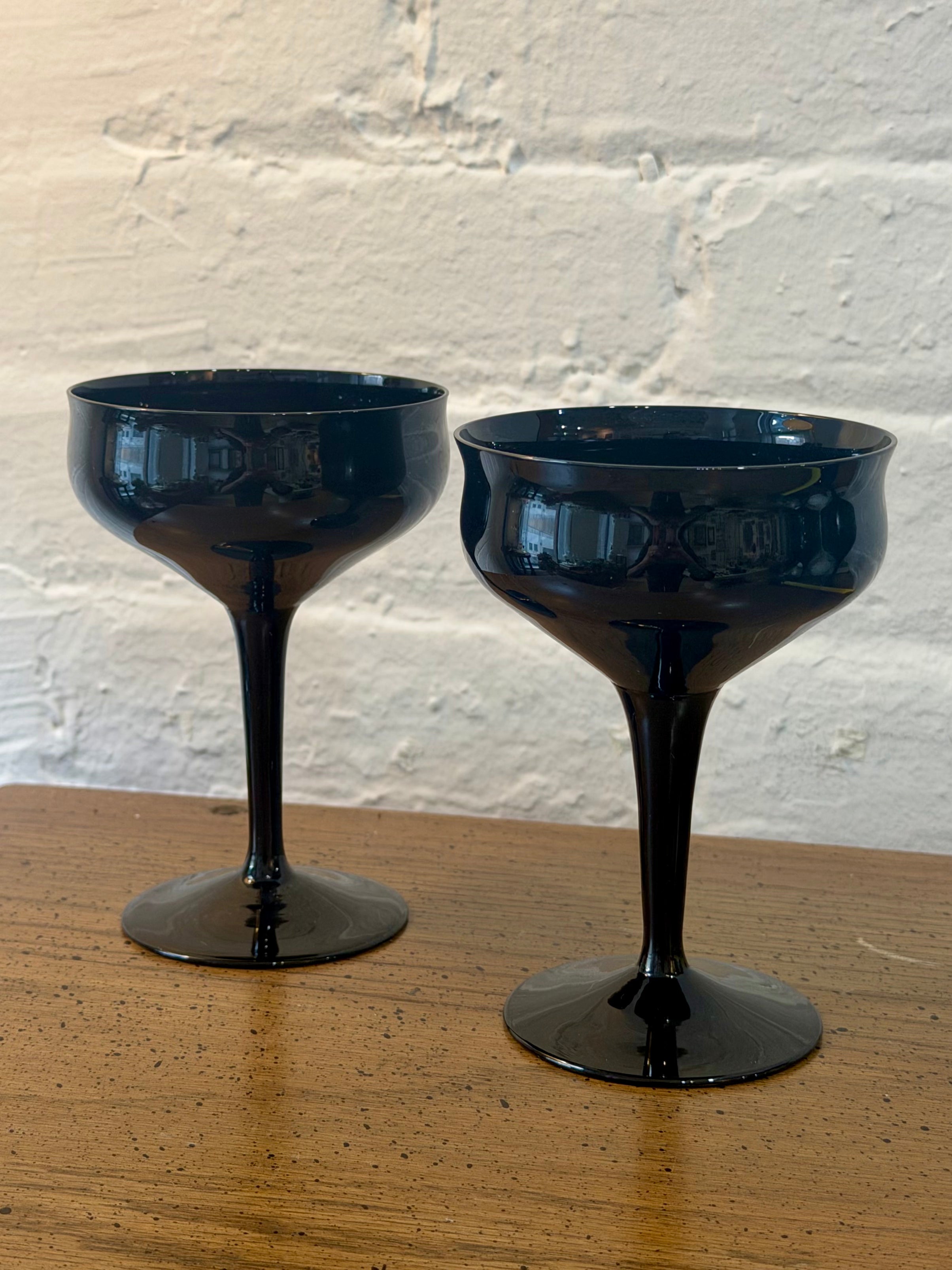 Black Glass Champagne Coupes