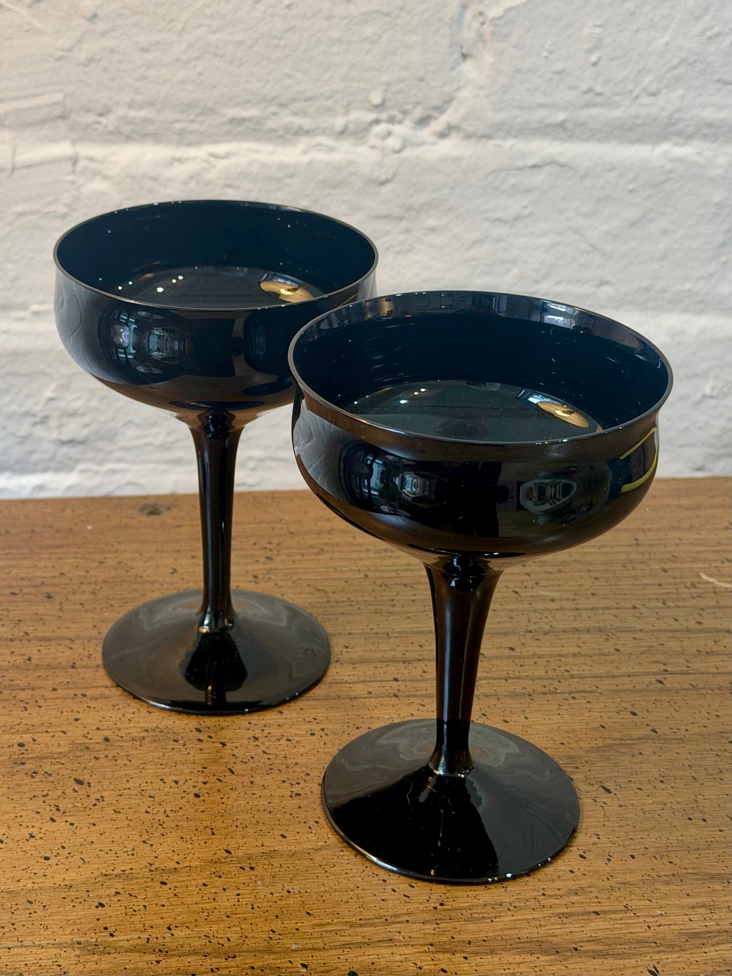 Black Glass Champagne Coupes