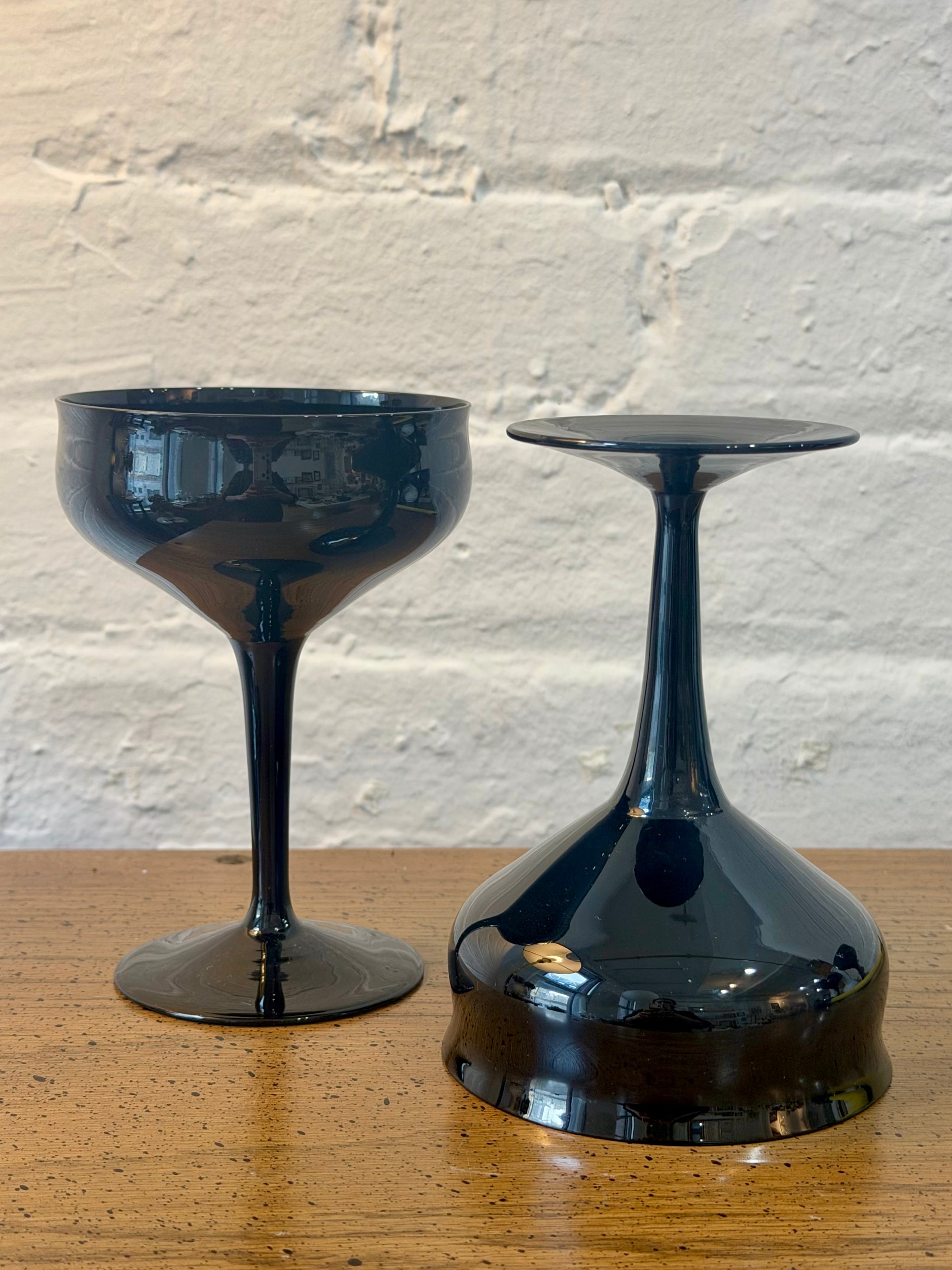Black Glass Champagne Coupes