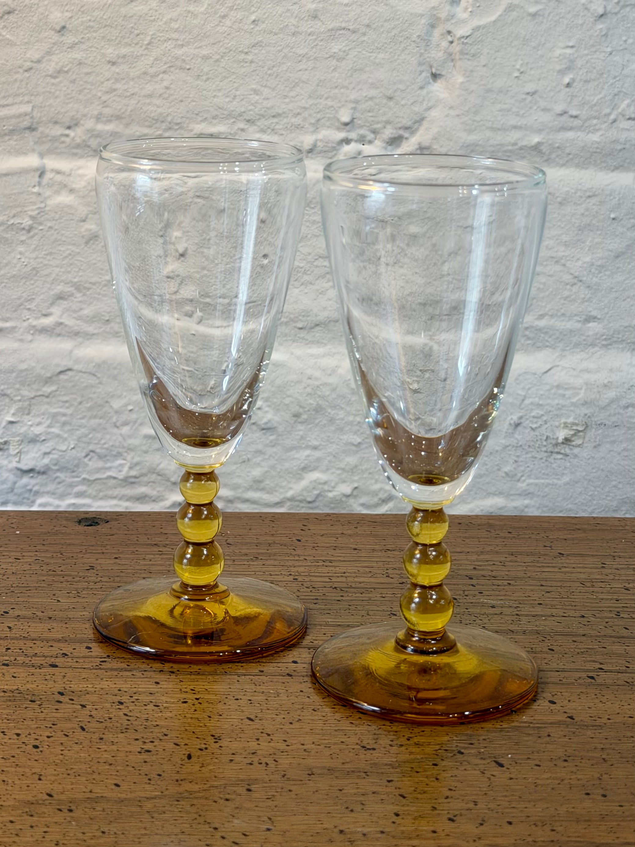 Knob Hill Amber Cordial Glasses