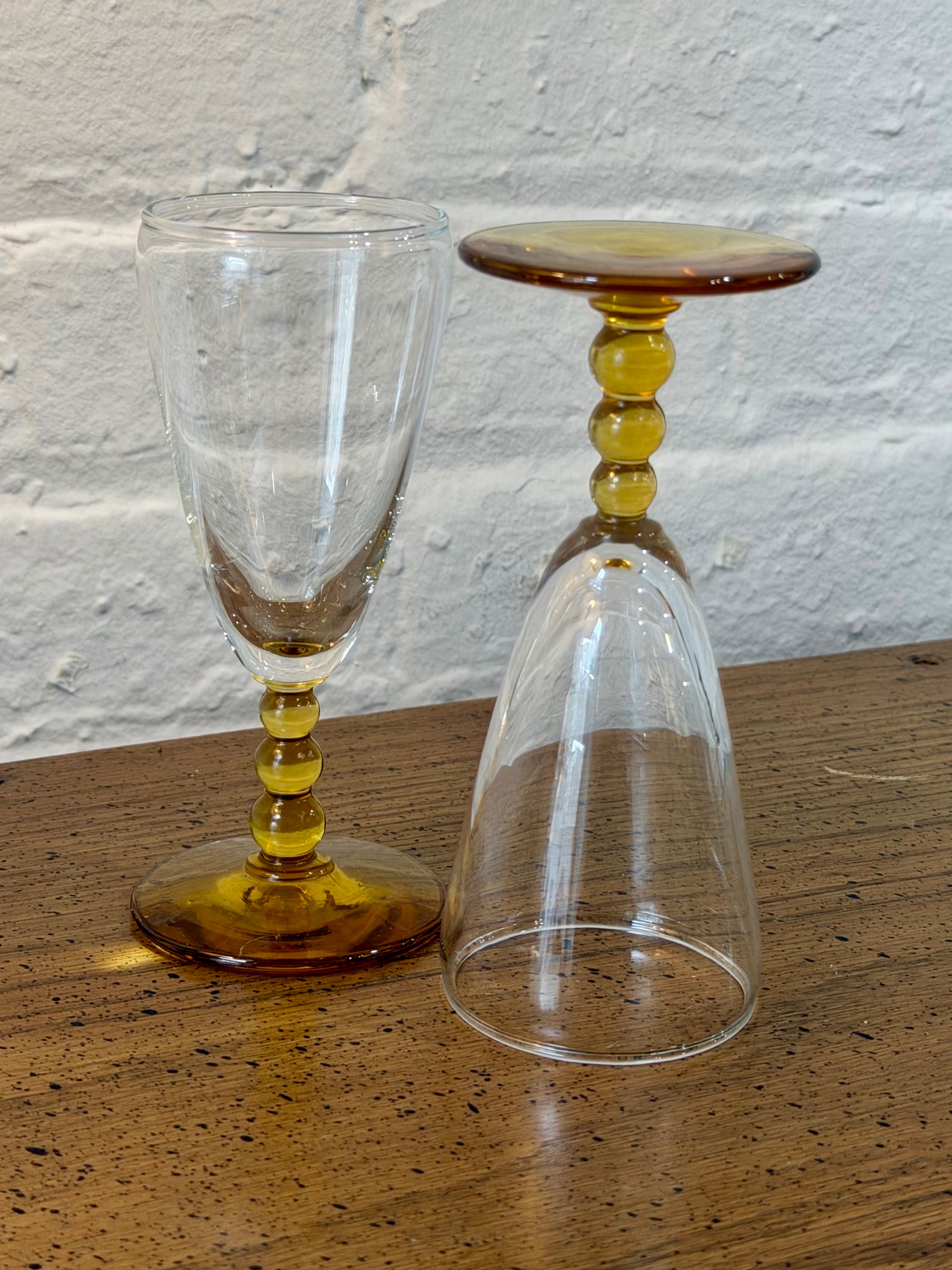 Knob Hill Amber Cordial Glasses