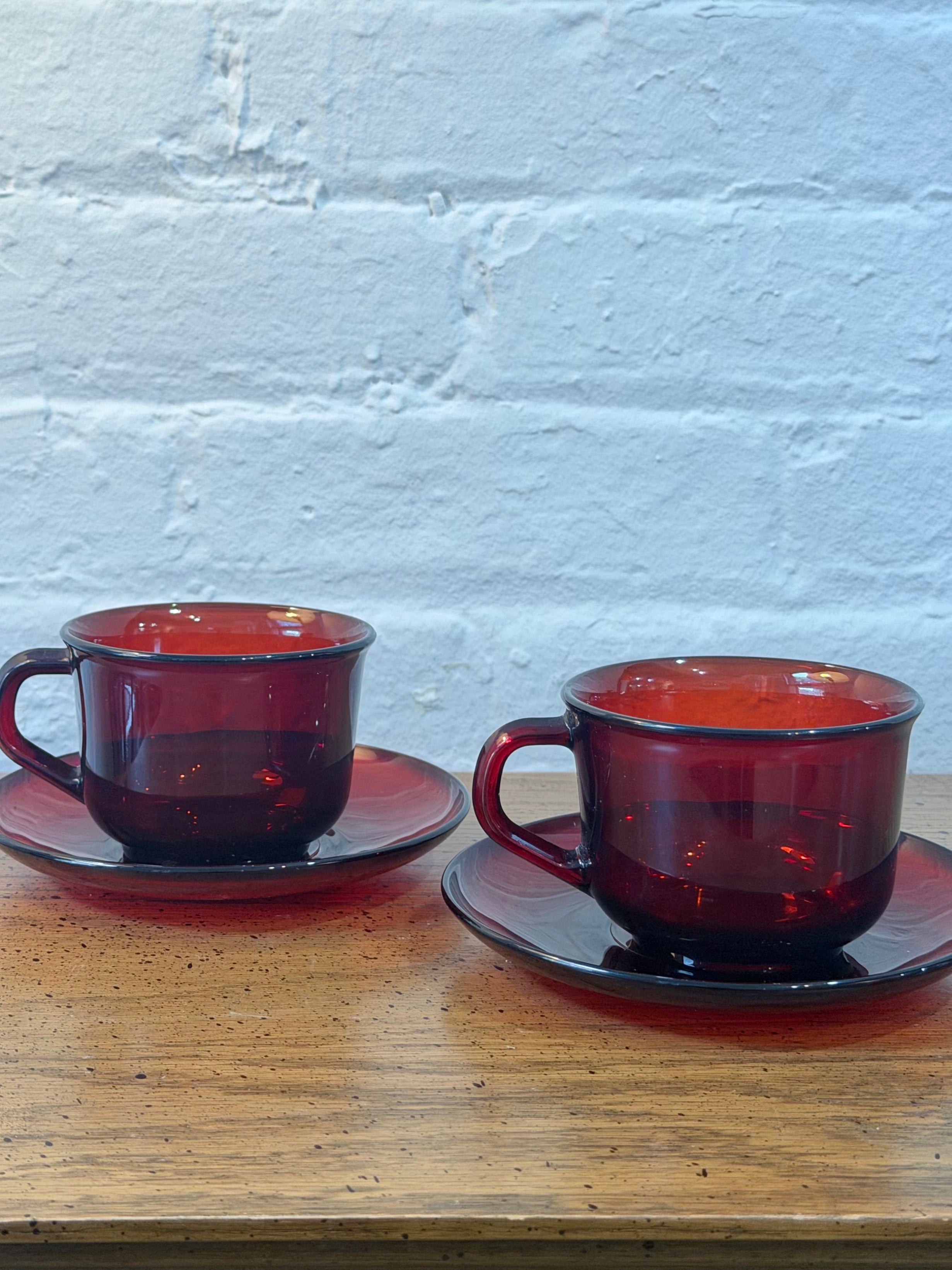 Arcoroc Ruby Red Glass Coffee Sets
