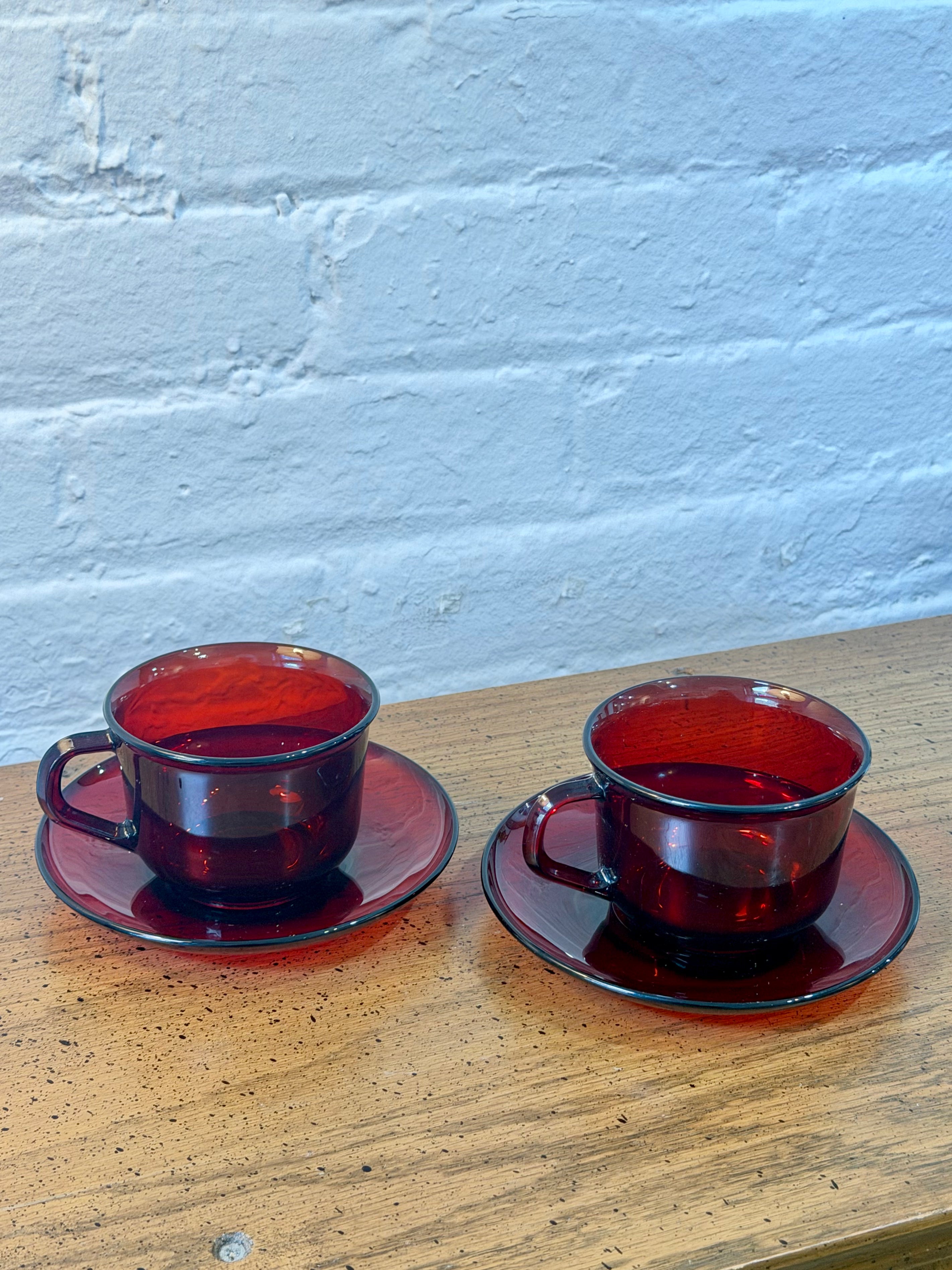 Arcoroc Ruby Red Glass Coffee Sets