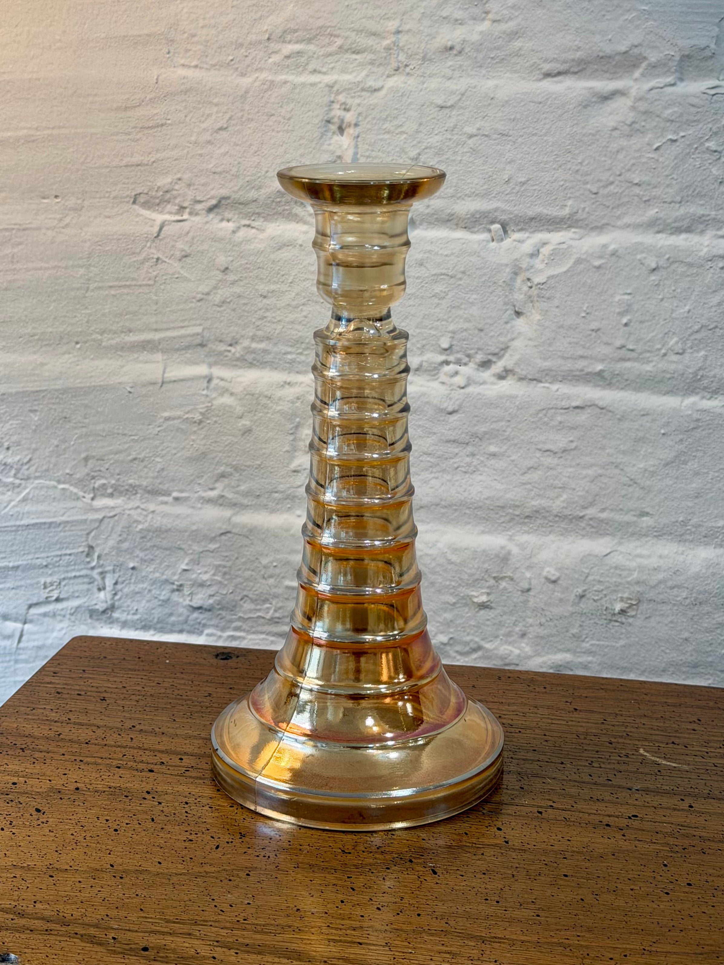 Jeannette Glass Ribbed Candlestick Holder