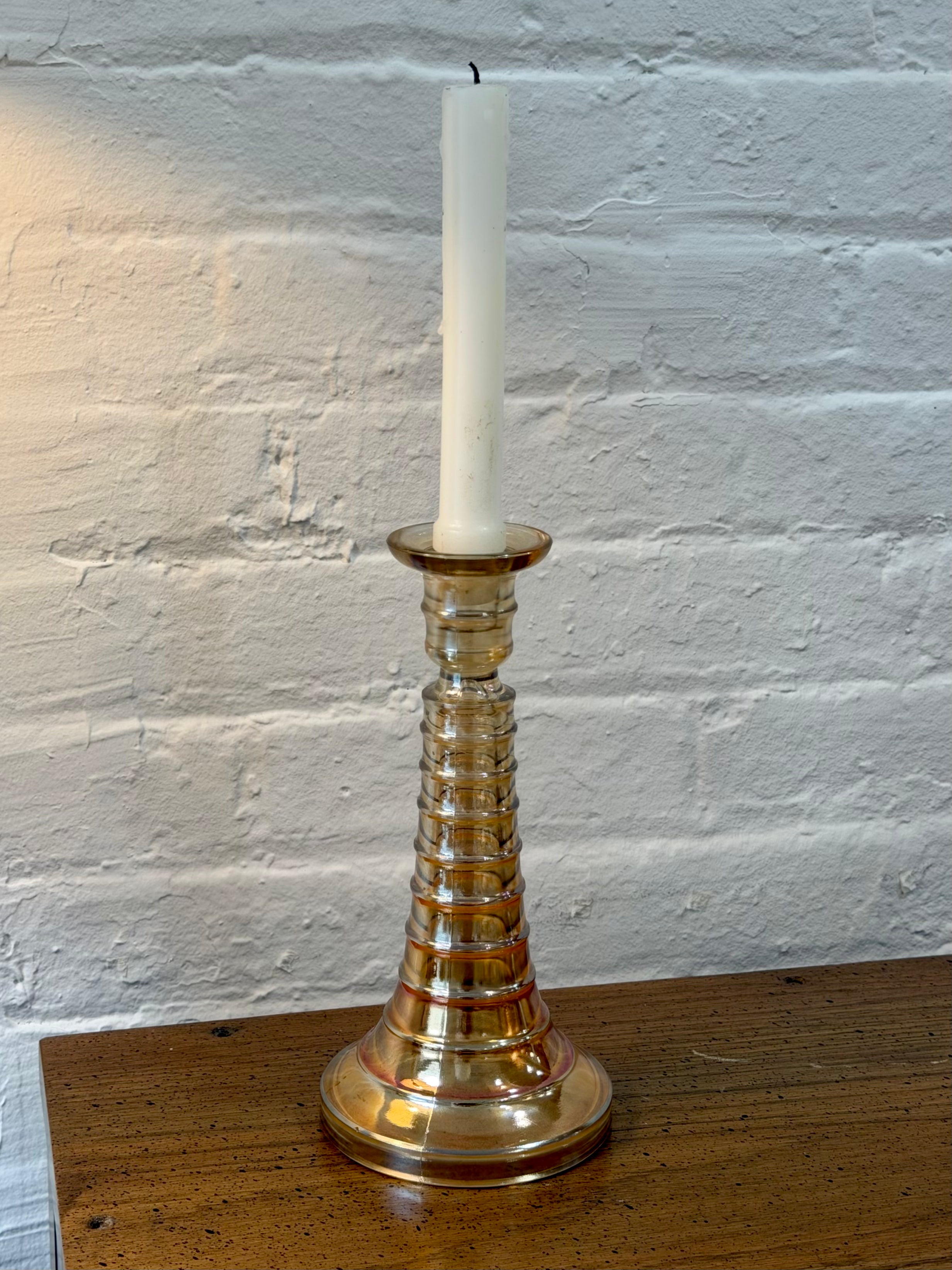 Jeannette Glass Ribbed Candlestick Holder