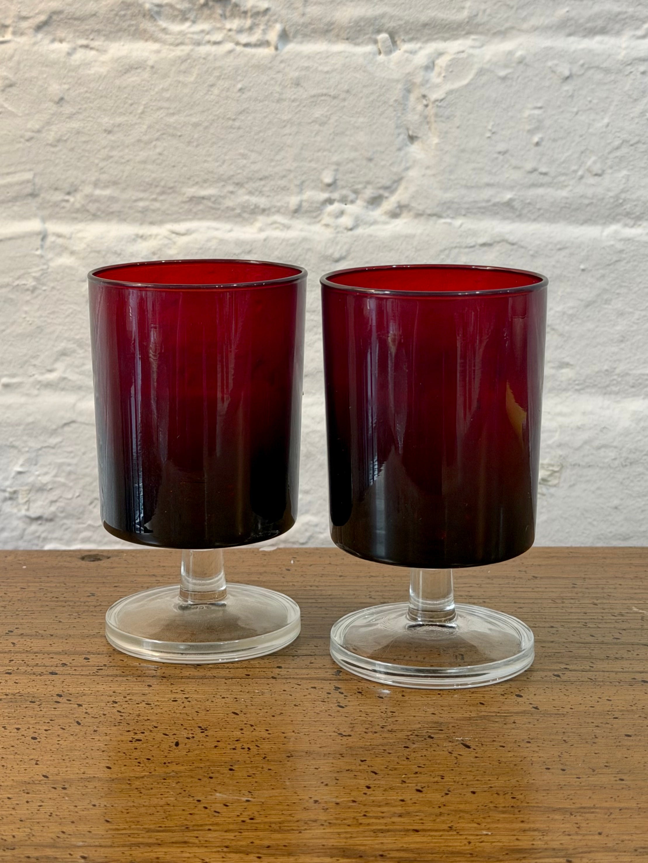 Ruby Red Footed Glasses