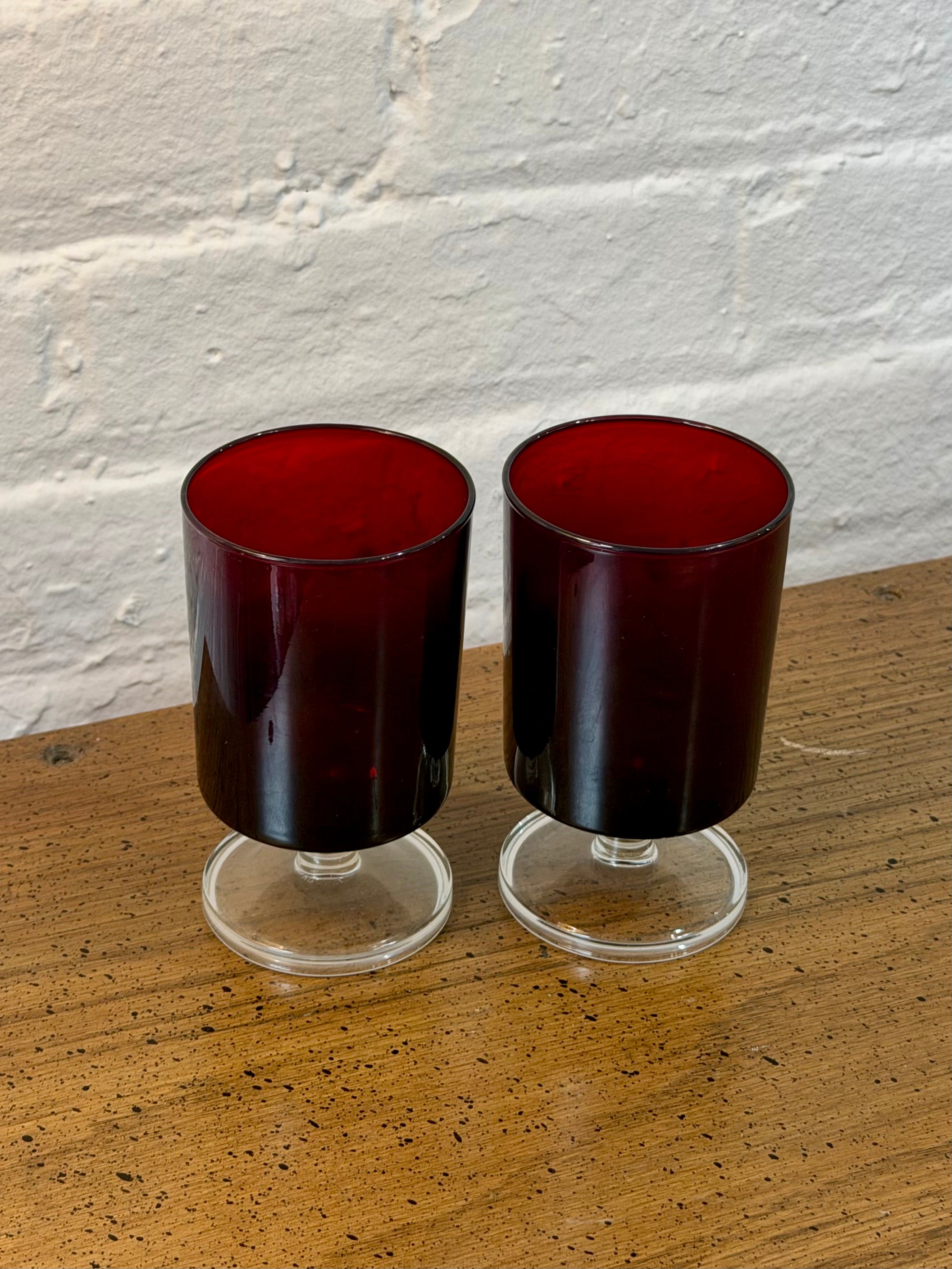 Ruby Red Footed Glasses